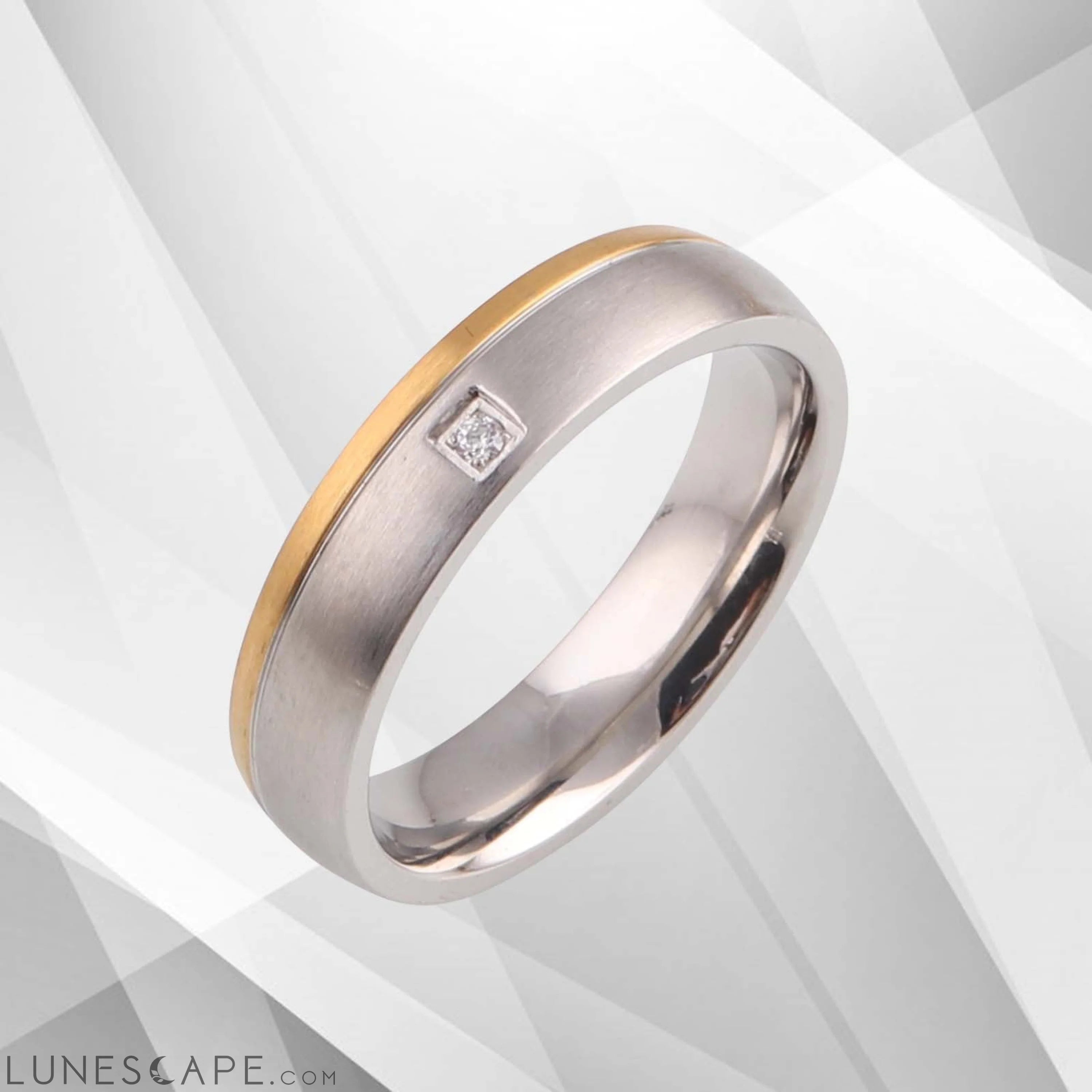 0.35Ct C Z Diamond 18Ct Yellow And White Gold Over Titanium LUNESCAPE