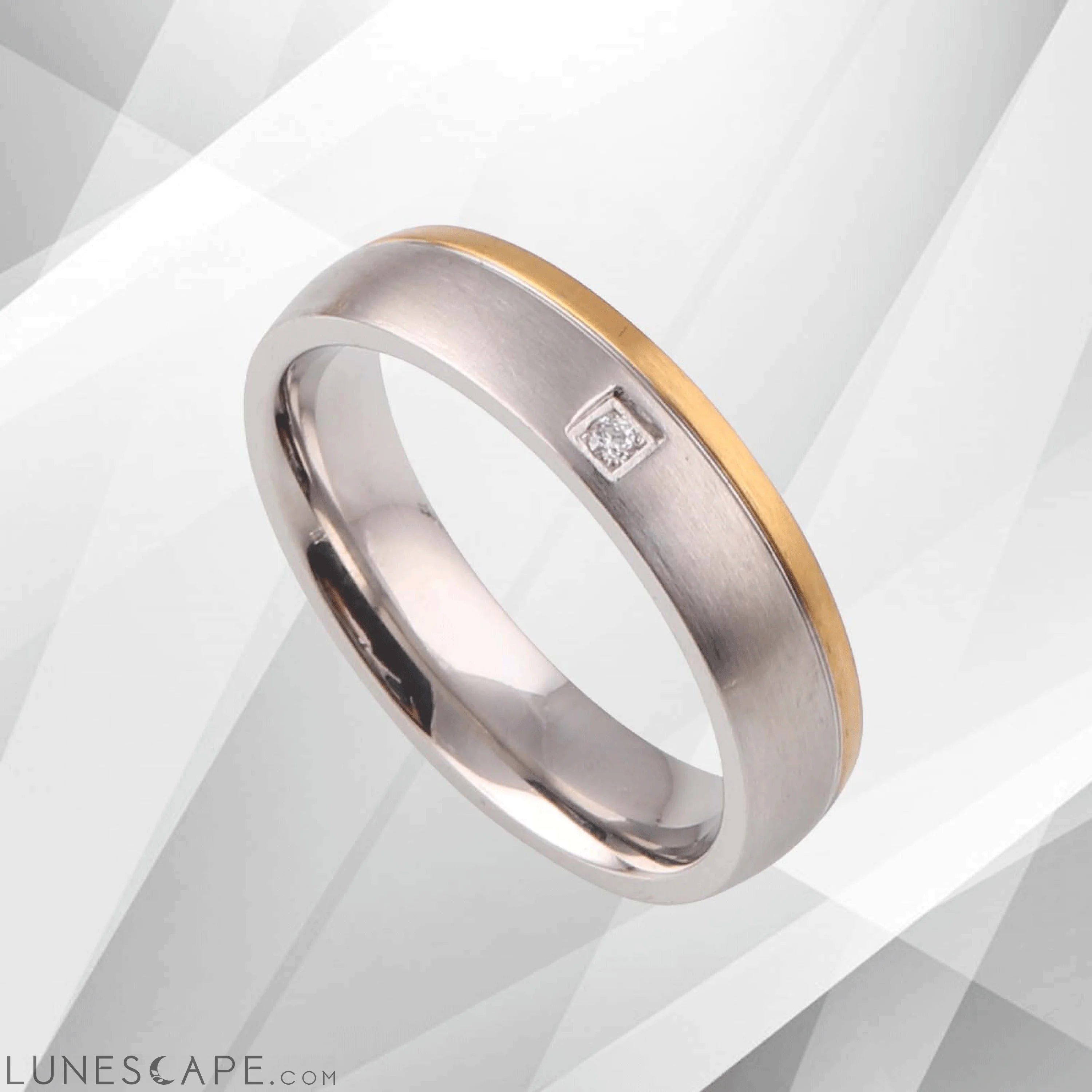 0.35Ct C Z Diamond 18Ct Yellow And White Gold Over Titanium LUNESCAPE