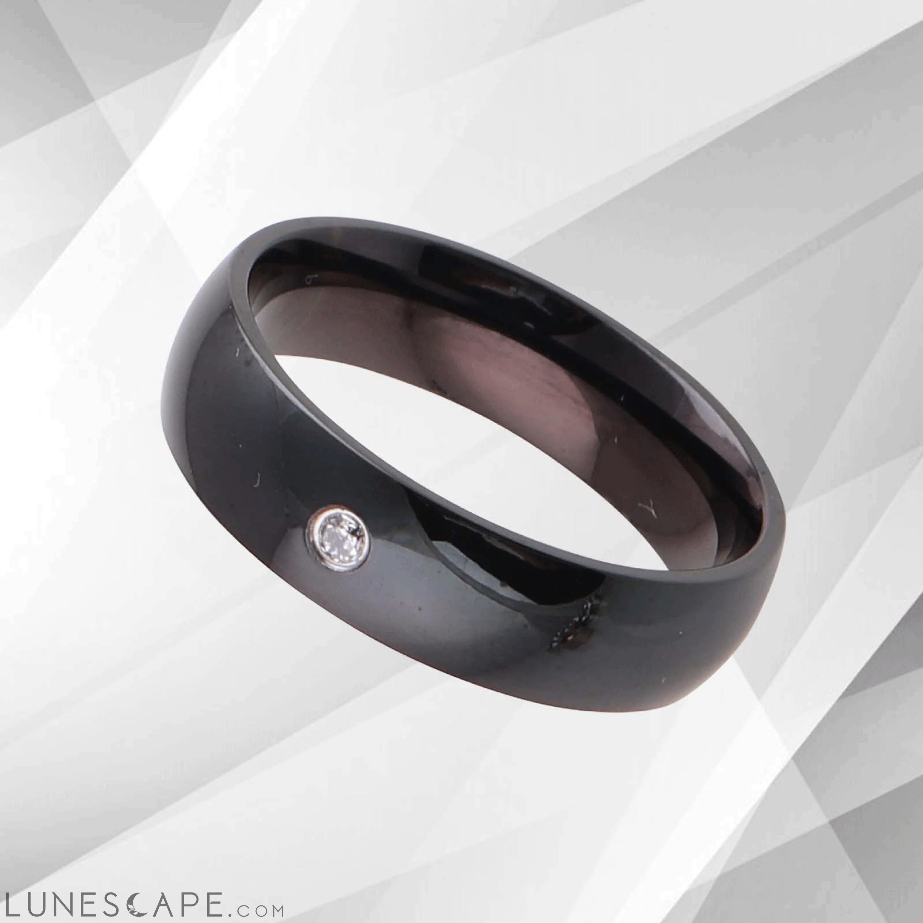 0.35Ct C Z Diamond Ring Anniversary Engagement Black Titanium Band LUNESCAPE