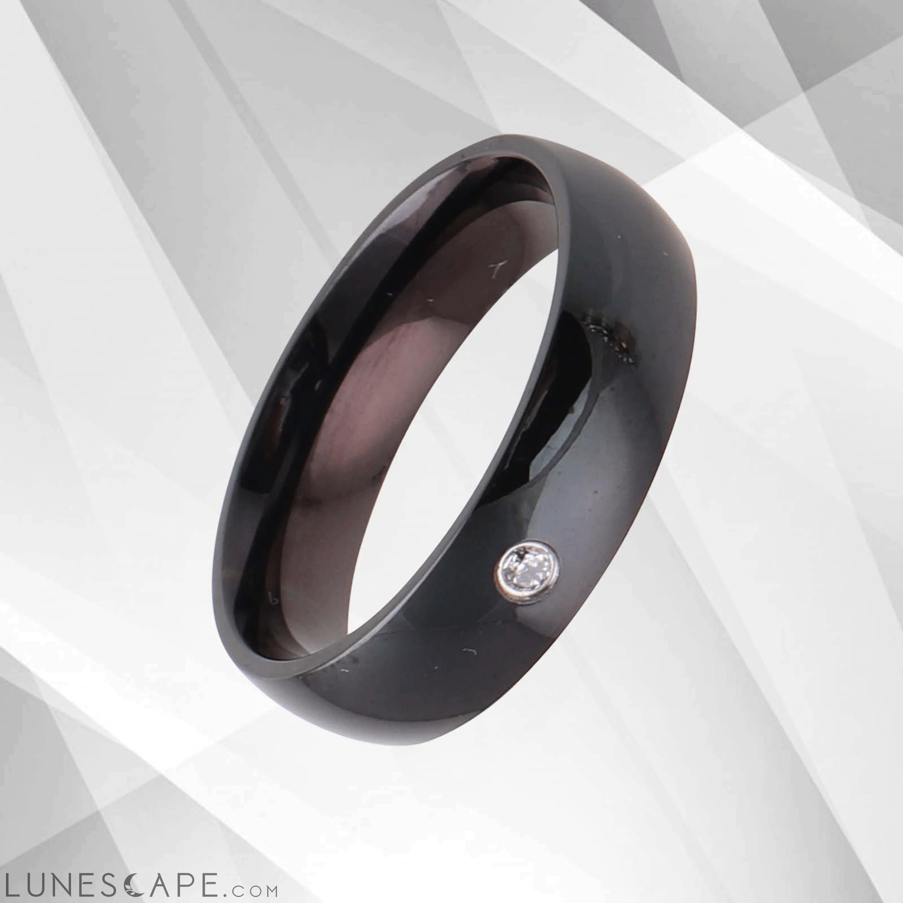 0.35Ct C Z Diamond Ring Anniversary Engagement Black Titanium Band LUNESCAPE