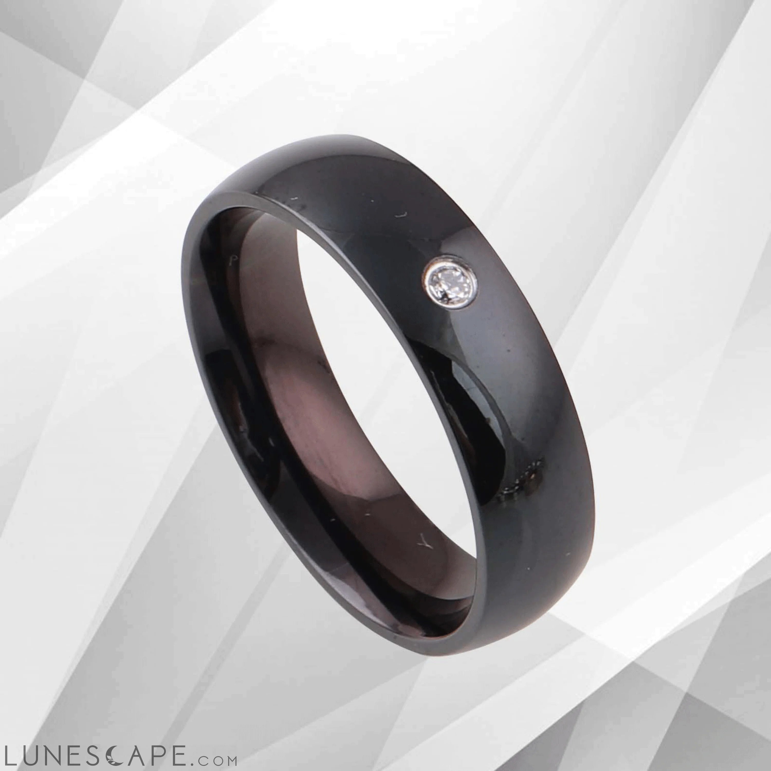 0.35Ct C Z Diamond Ring Anniversary Engagement Black Titanium Band LUNESCAPE