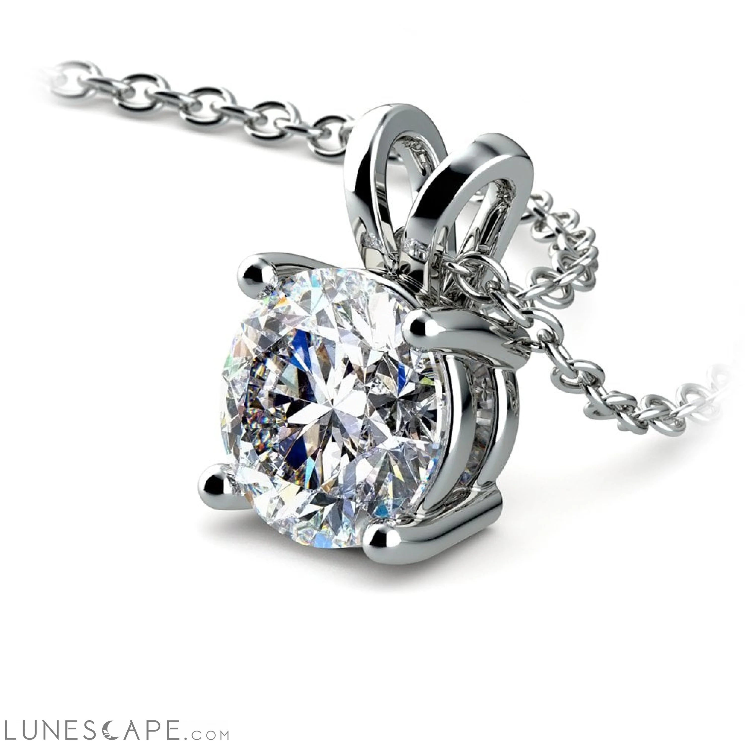 0.5/ 0.75 Ctw Prong Set Round Diamond Pendant in White /Yellow Gold G-Vs LUNESCAPE
