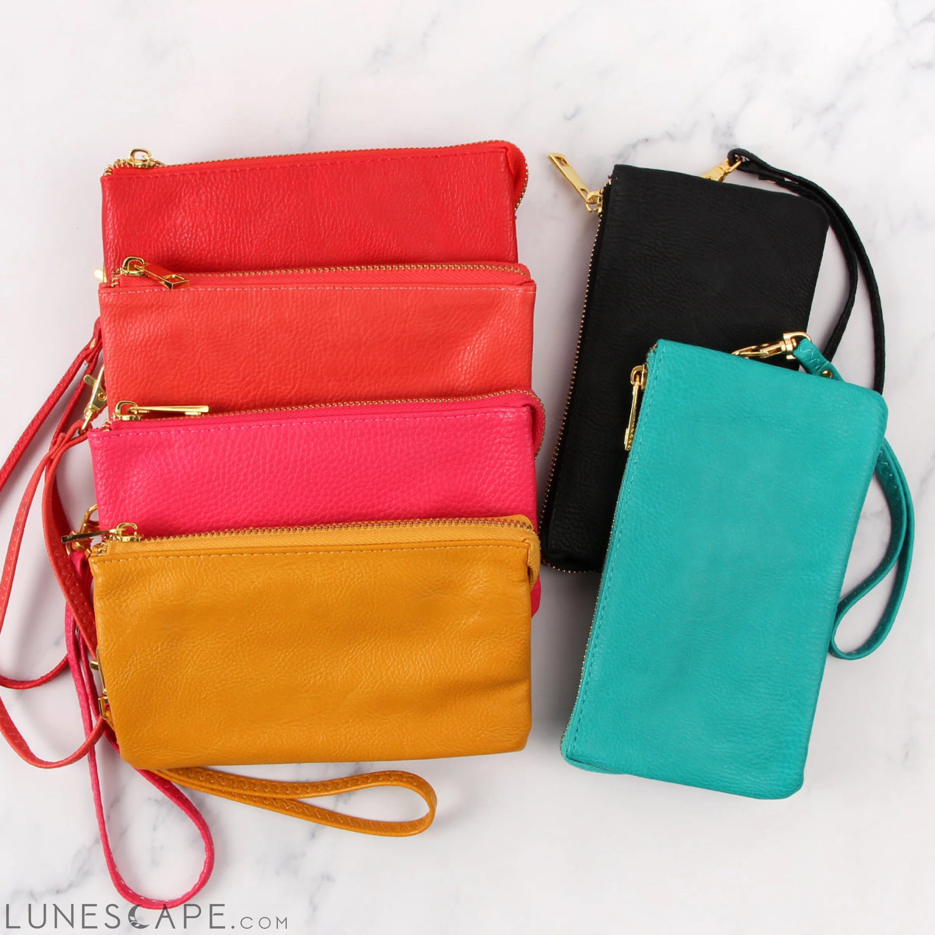 005 - Leather Wallet With Detachable Wristlet LUNESCAPE