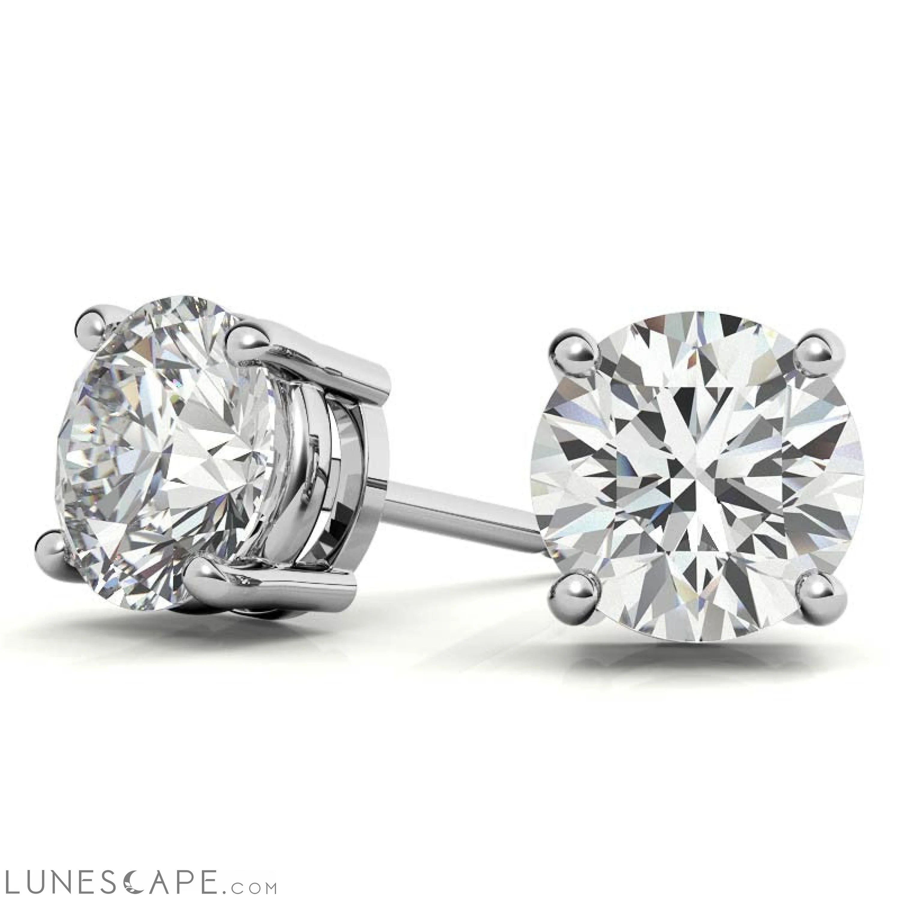 1.50 Ctw Lab Grown Diamond Stud Earrings in 14k White Gold (G-Vs) LUNESCAPE
