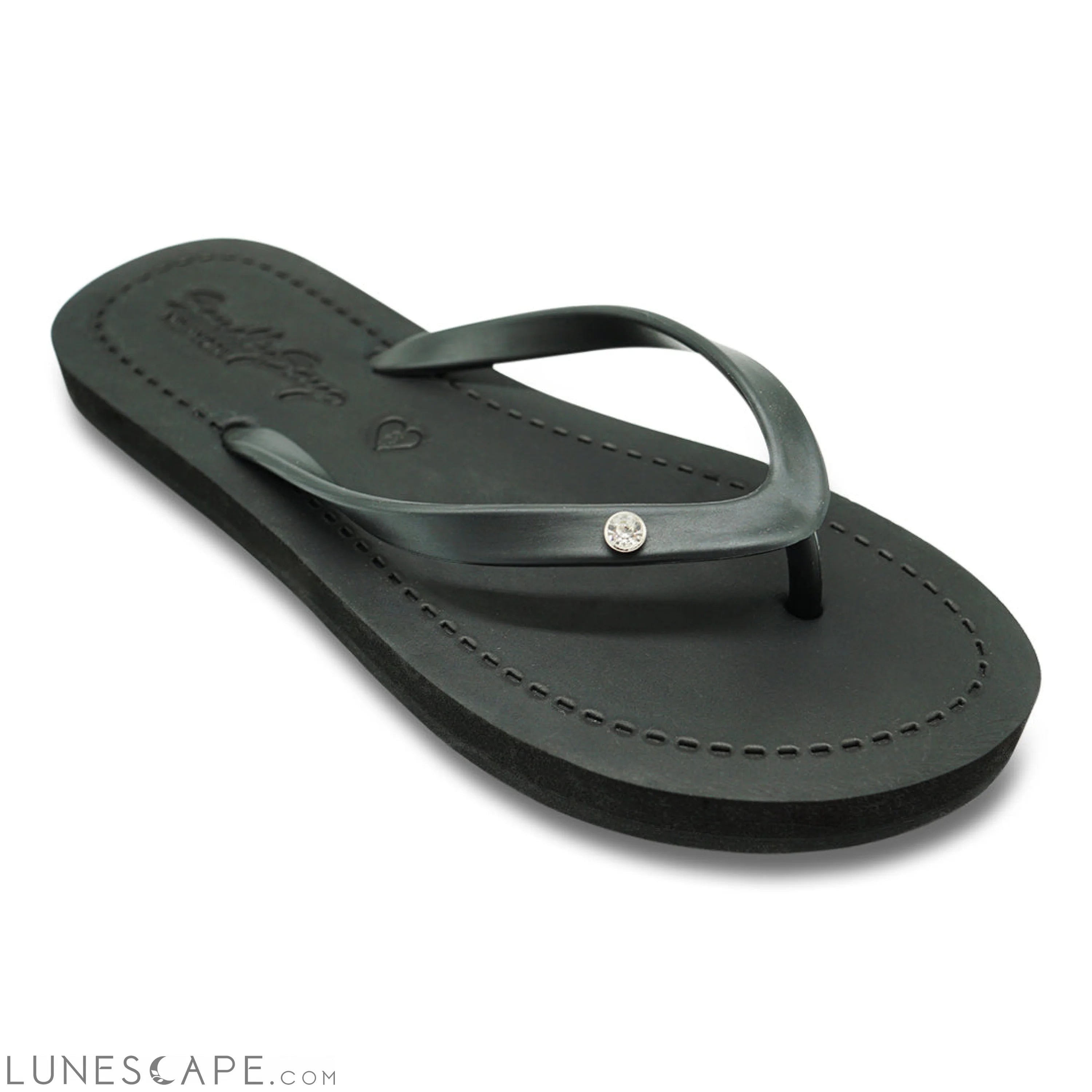 1 Circle Studs Small - Crystal Rhinestone Charm Women's Flat Flip Flops Sandals LUNESCAPE