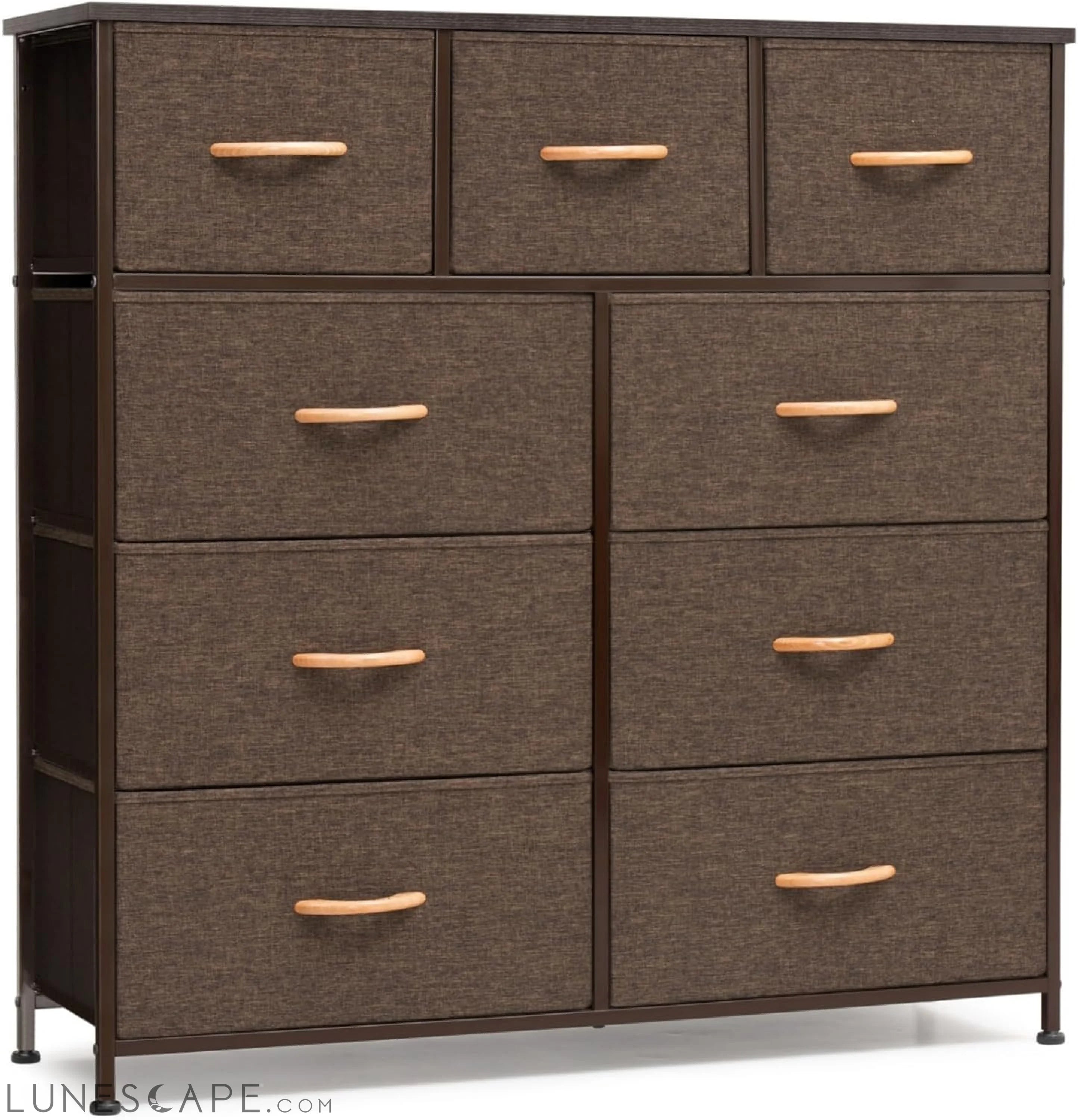 10-Drawer Tall Dresser for Closet, Brown LUNESCAPE