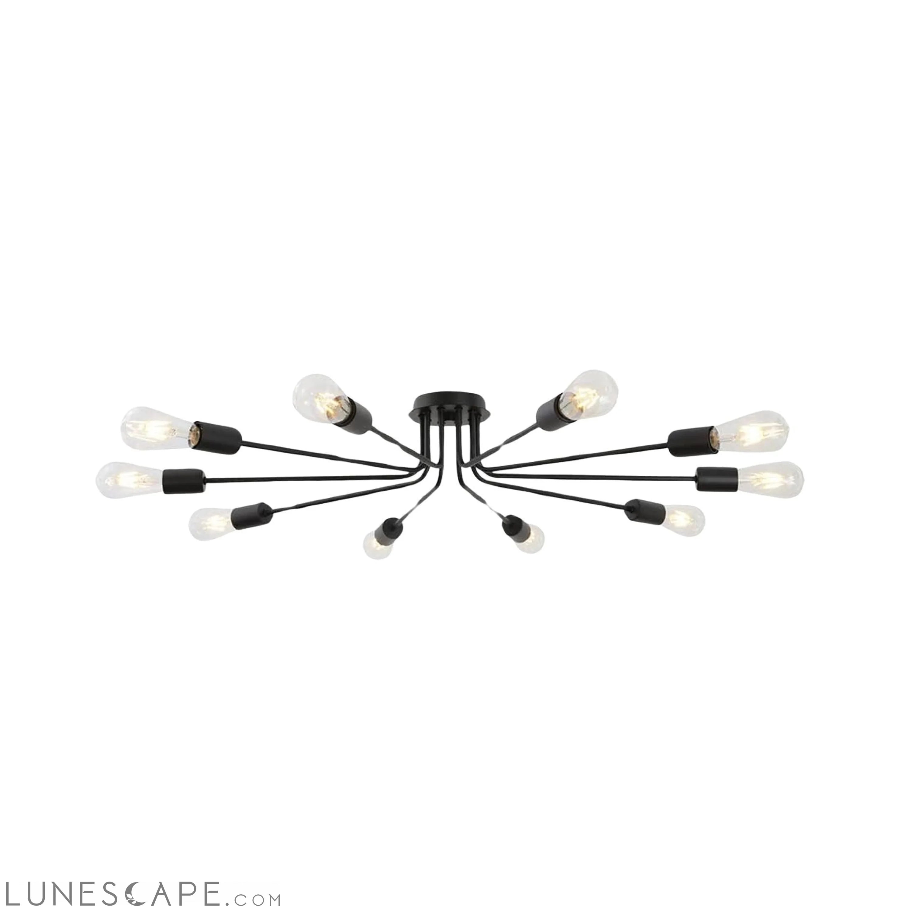 10 Light Sputnik Chandelier Black Ceiling Light Semi Flush Mount Light LUNESCAPE