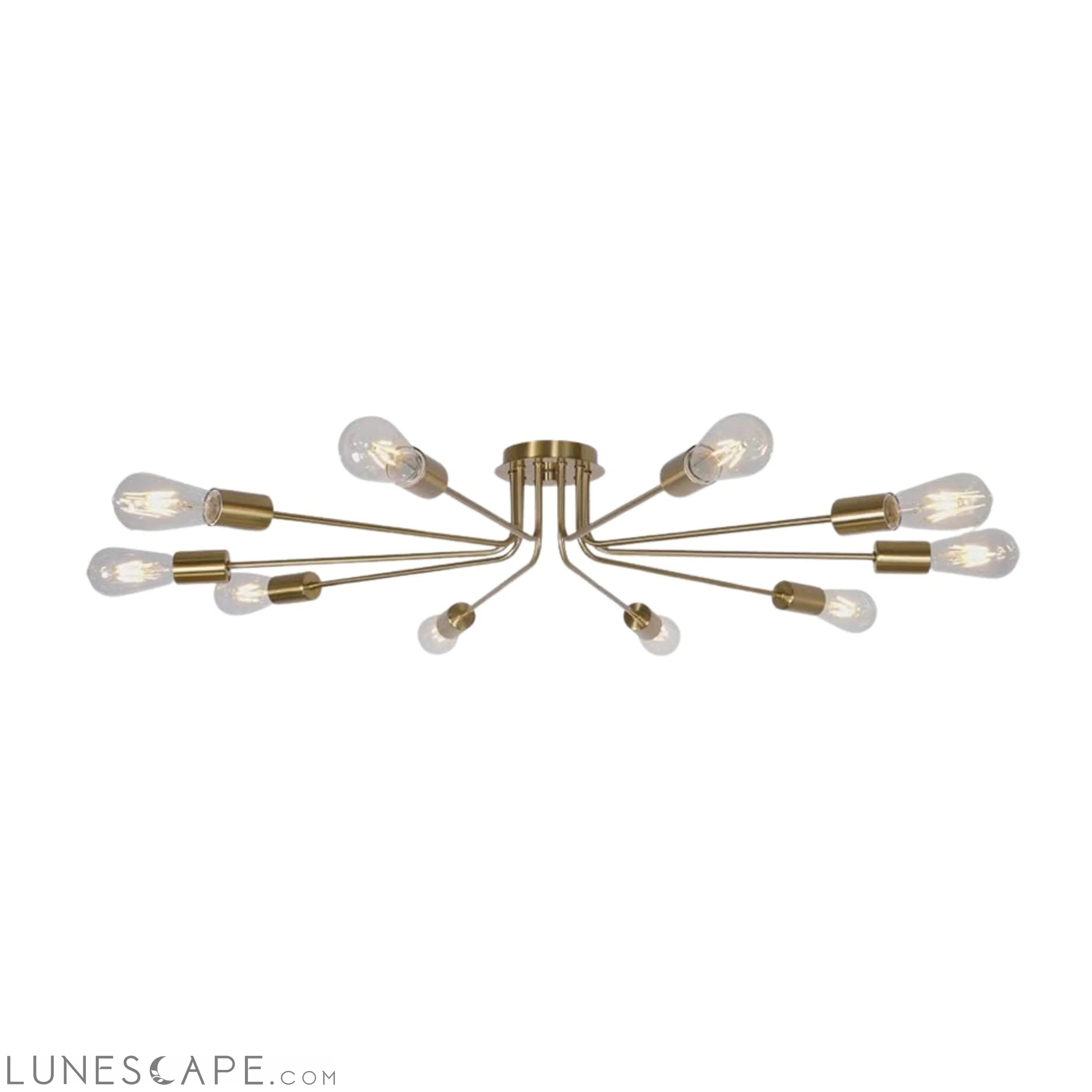 10 Light Sputnik Chandelier Brushed Gold Ceiling Light Semi Flush LUNESCAPE