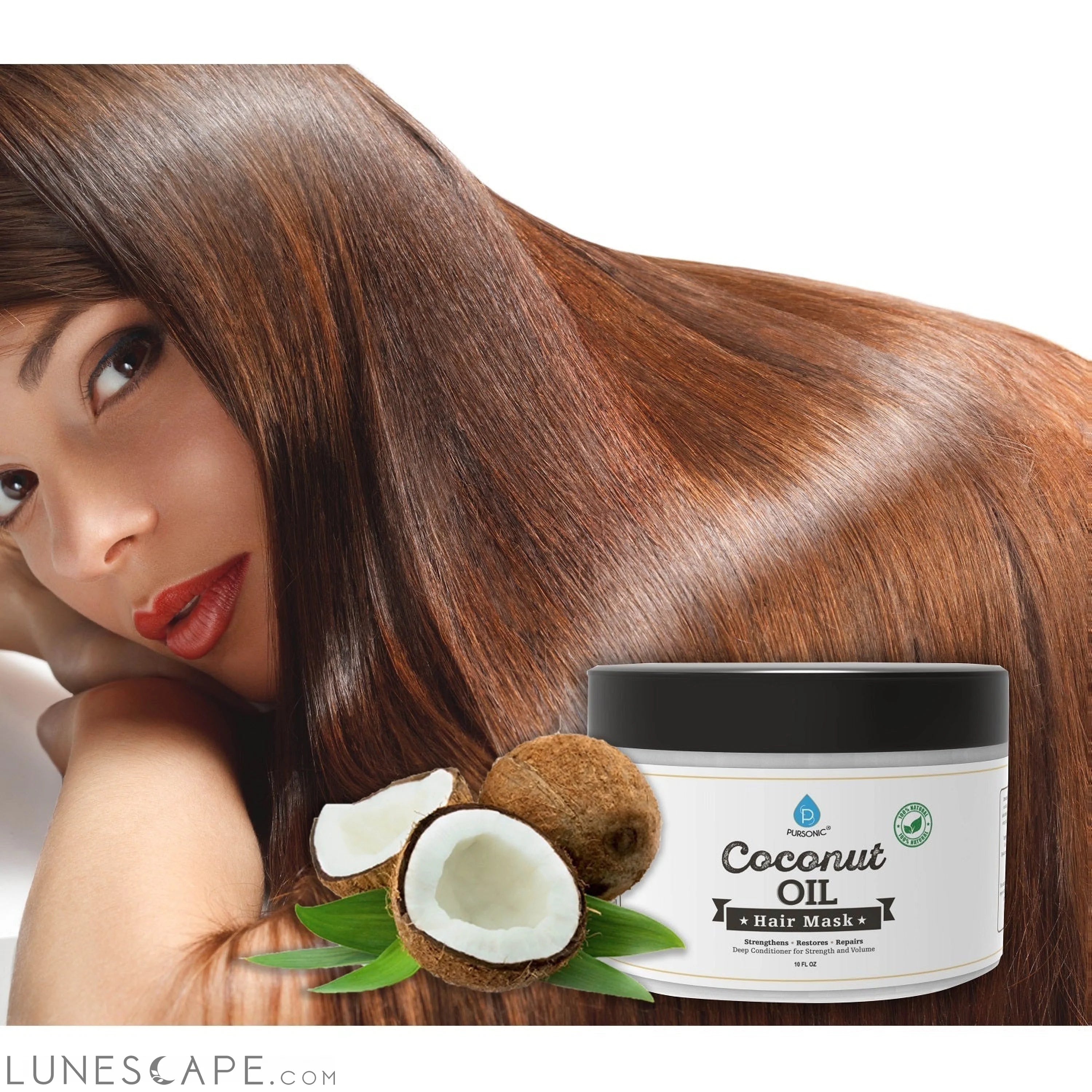 100% Natural Coconut Oil Hair Mask 10 Oz LUNESCAPE