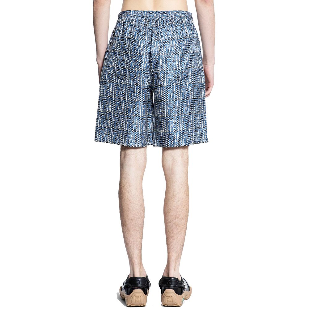 Fendi Blue Silk Knee Length Shorts