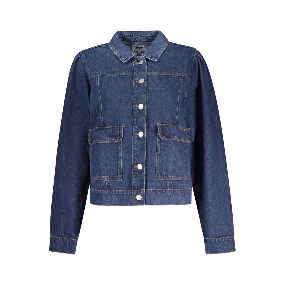 Pepe Jeans Blu Cotton Women Jacket LUNESCAPE