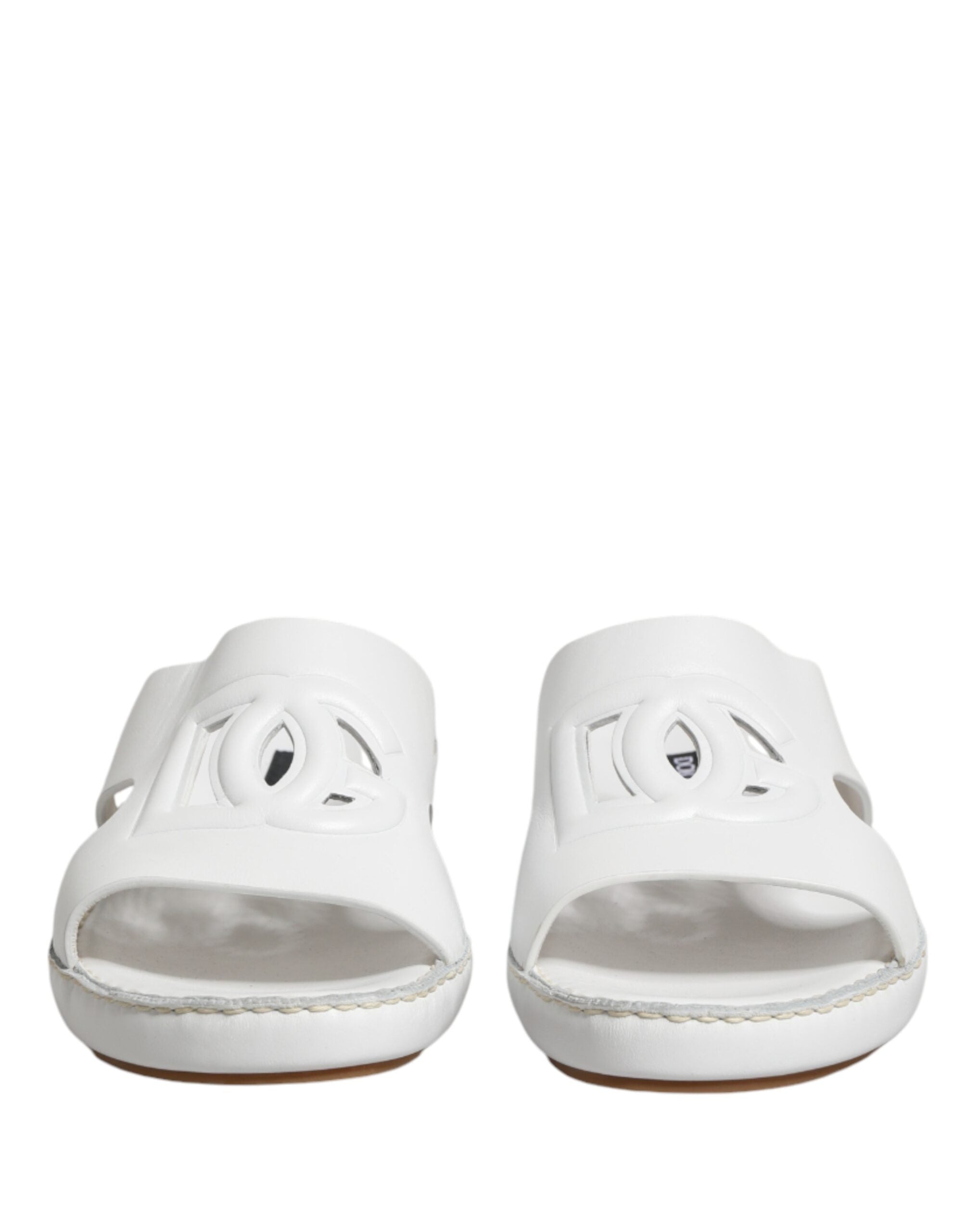 Dolce & Gabbana White DG Cutout Slides