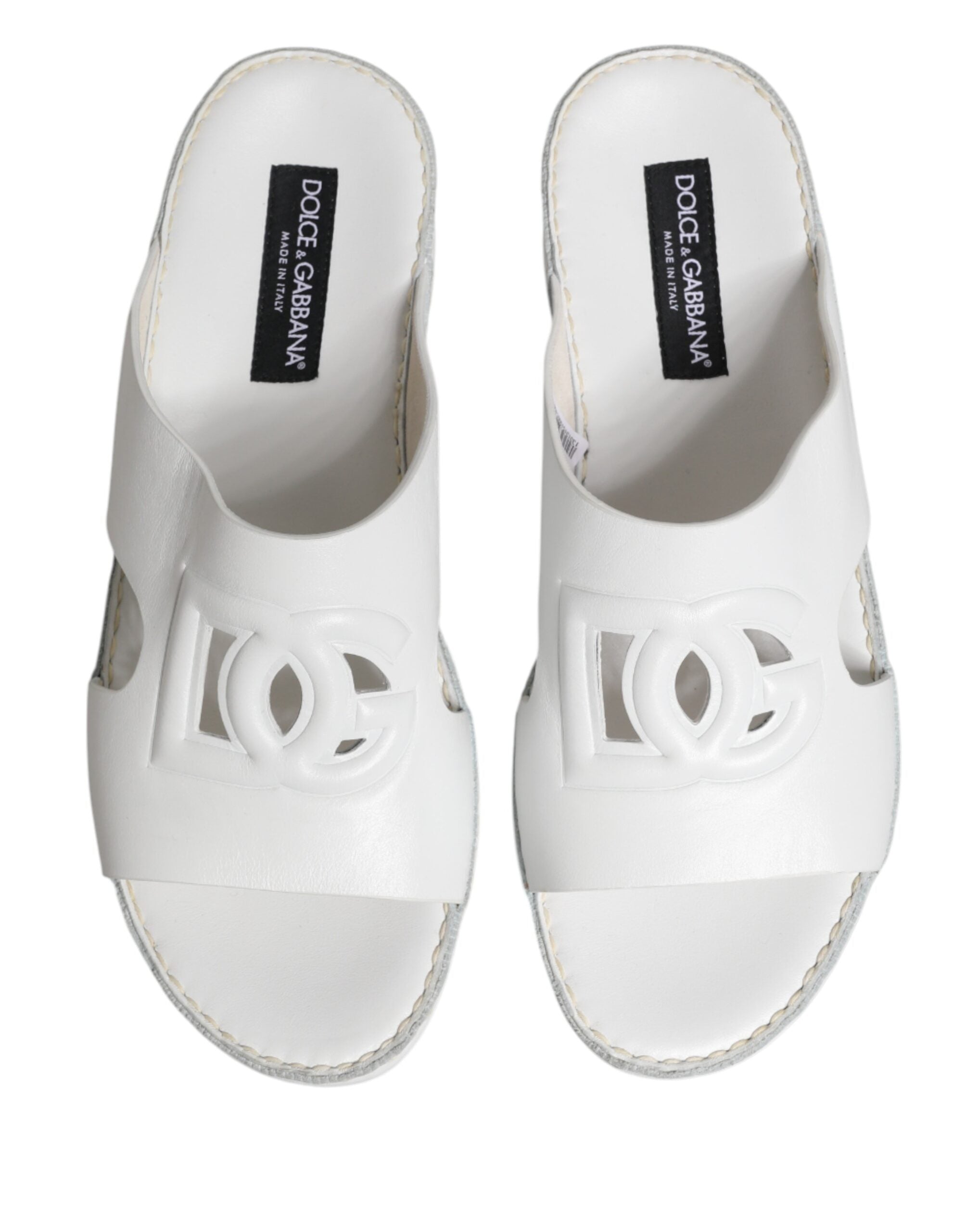 Dolce & Gabbana White DG Cutout Slides