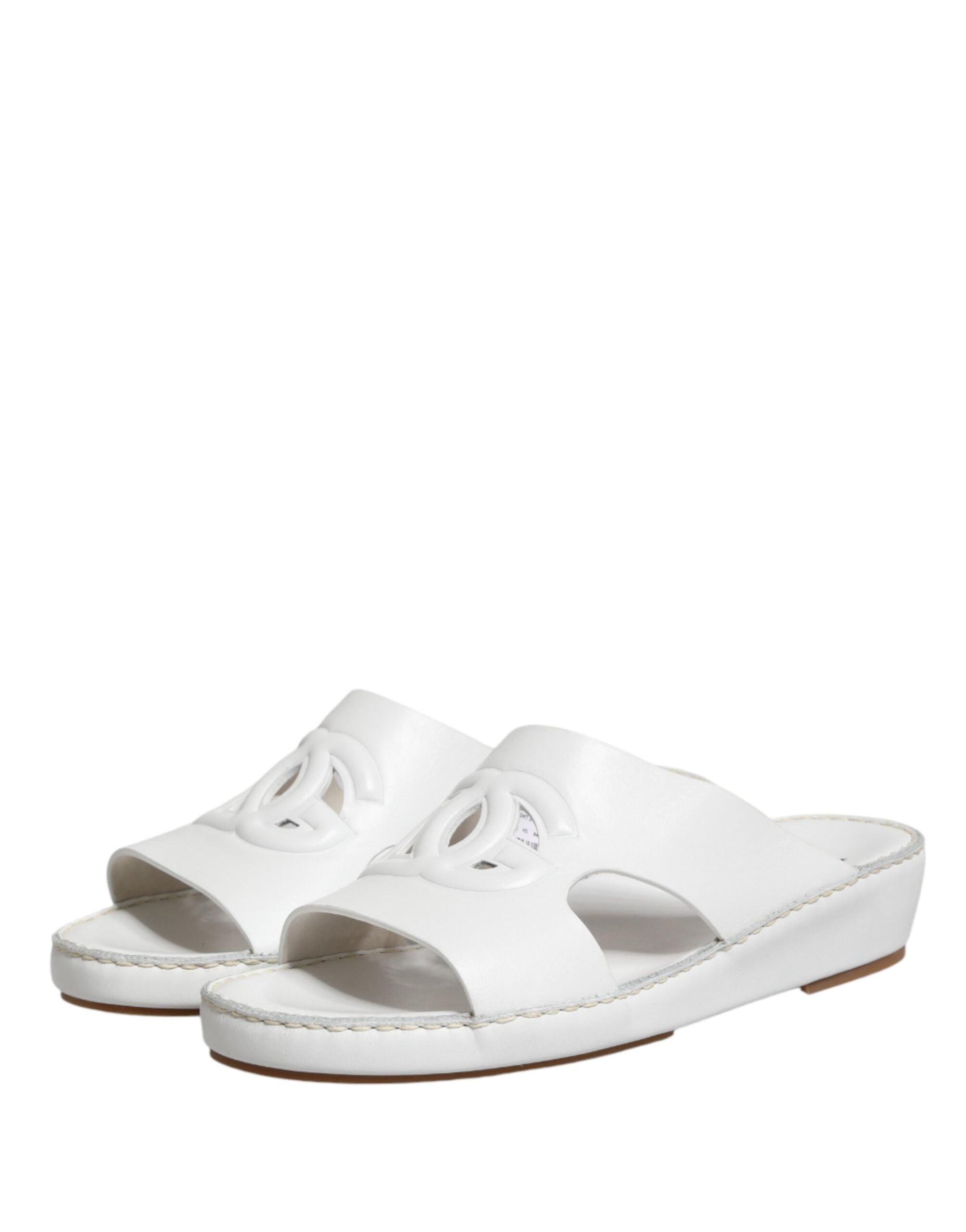 Dolce & Gabbana White DG Cutout Slides