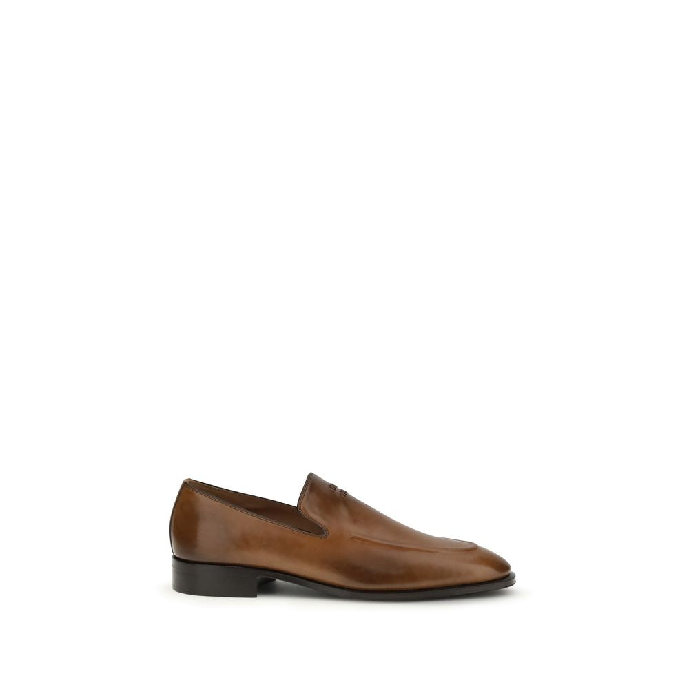 Miu Miu Brown Calf Leather Bos Taurus Slip-On Loafers LUNESCAPE