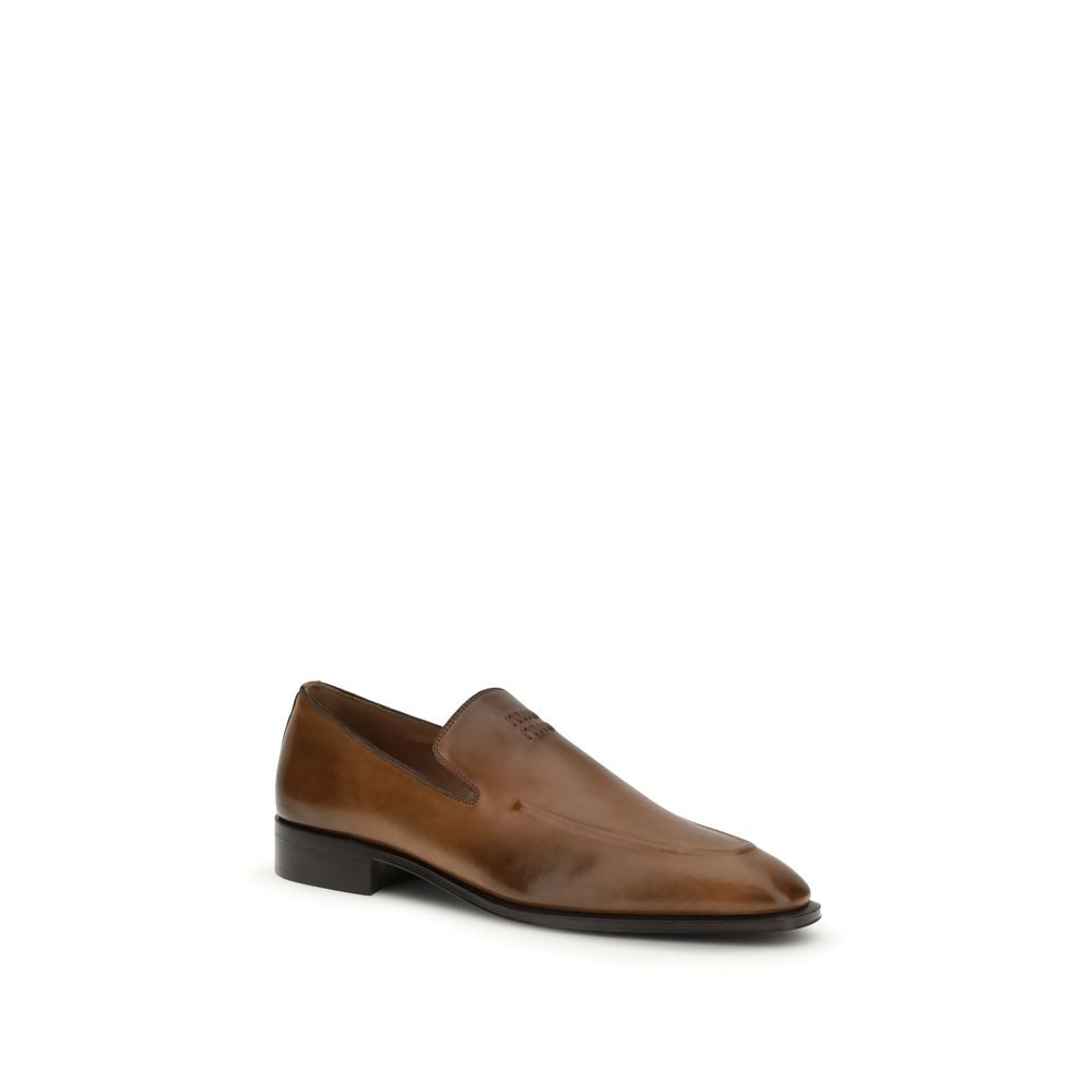 Miu Miu Brown Calf Leather Bos Taurus Slip-On Loafers LUNESCAPE