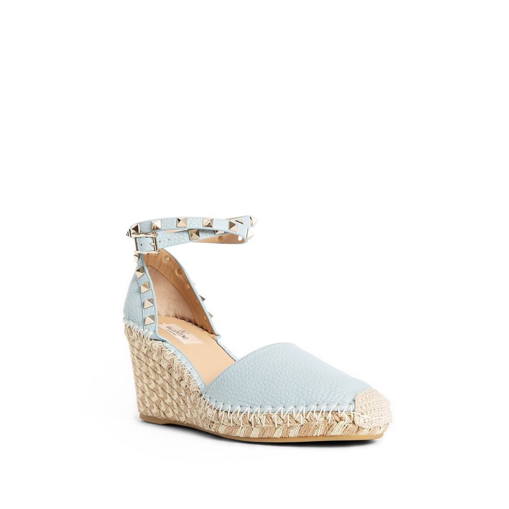 Valentino Garavani Blue Calfskin Wedge Sandals LUNESCAPE