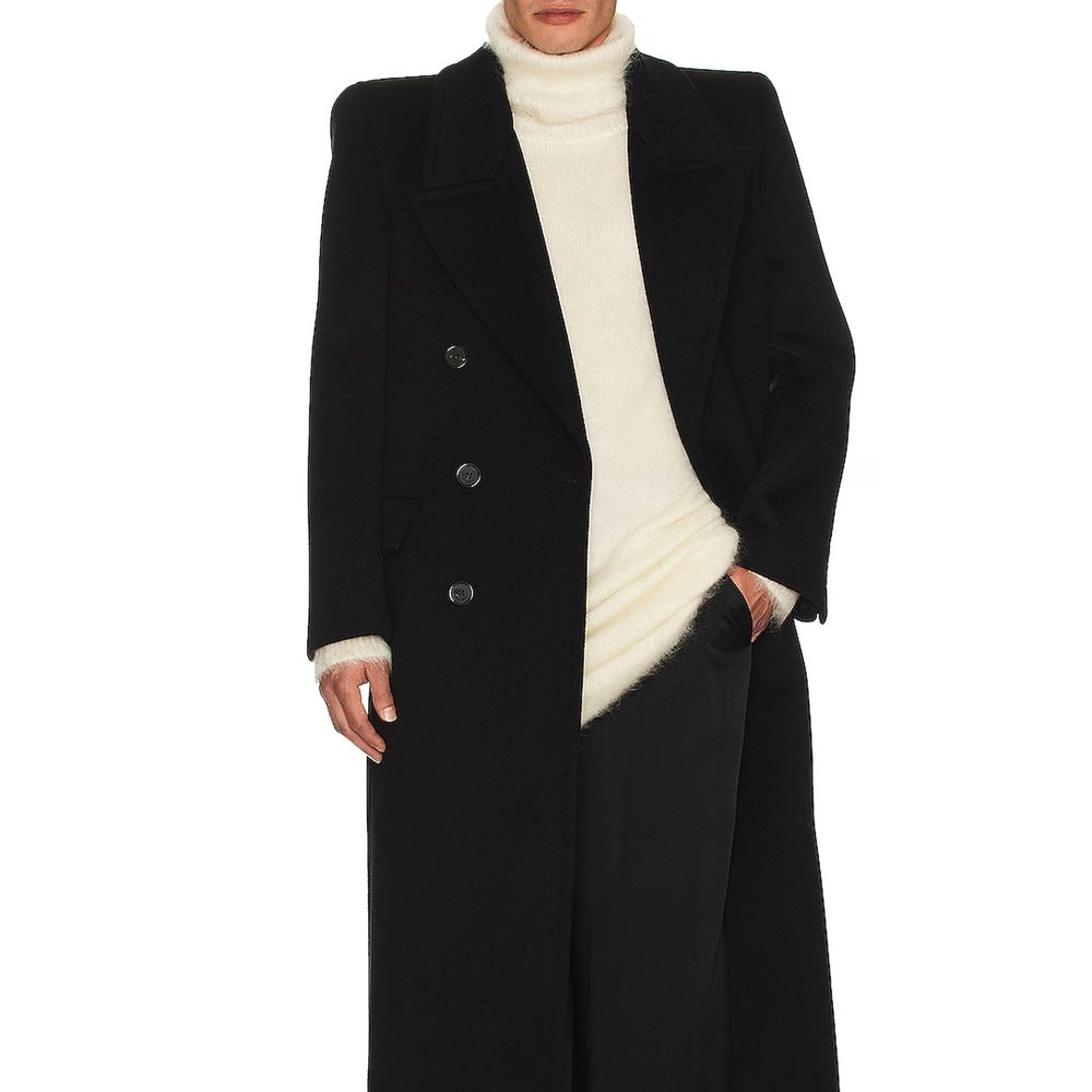 Saint Laurent White Mohair Turtleneck Dress