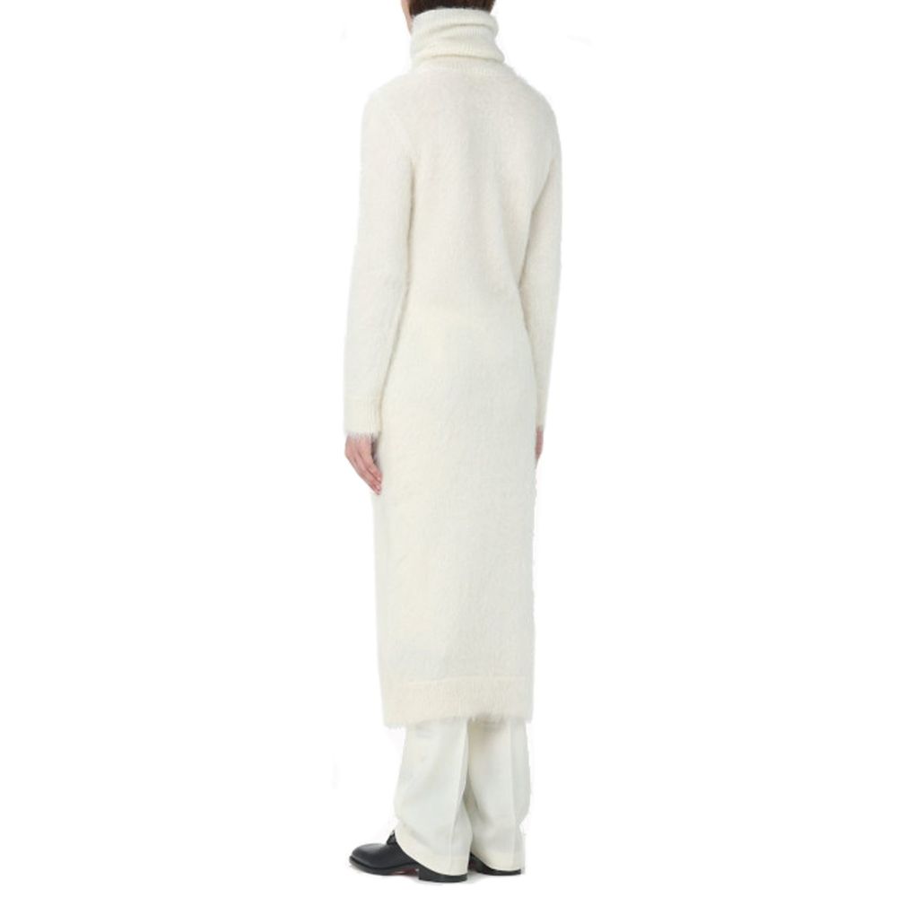 Saint Laurent White Mohair Turtleneck Dress