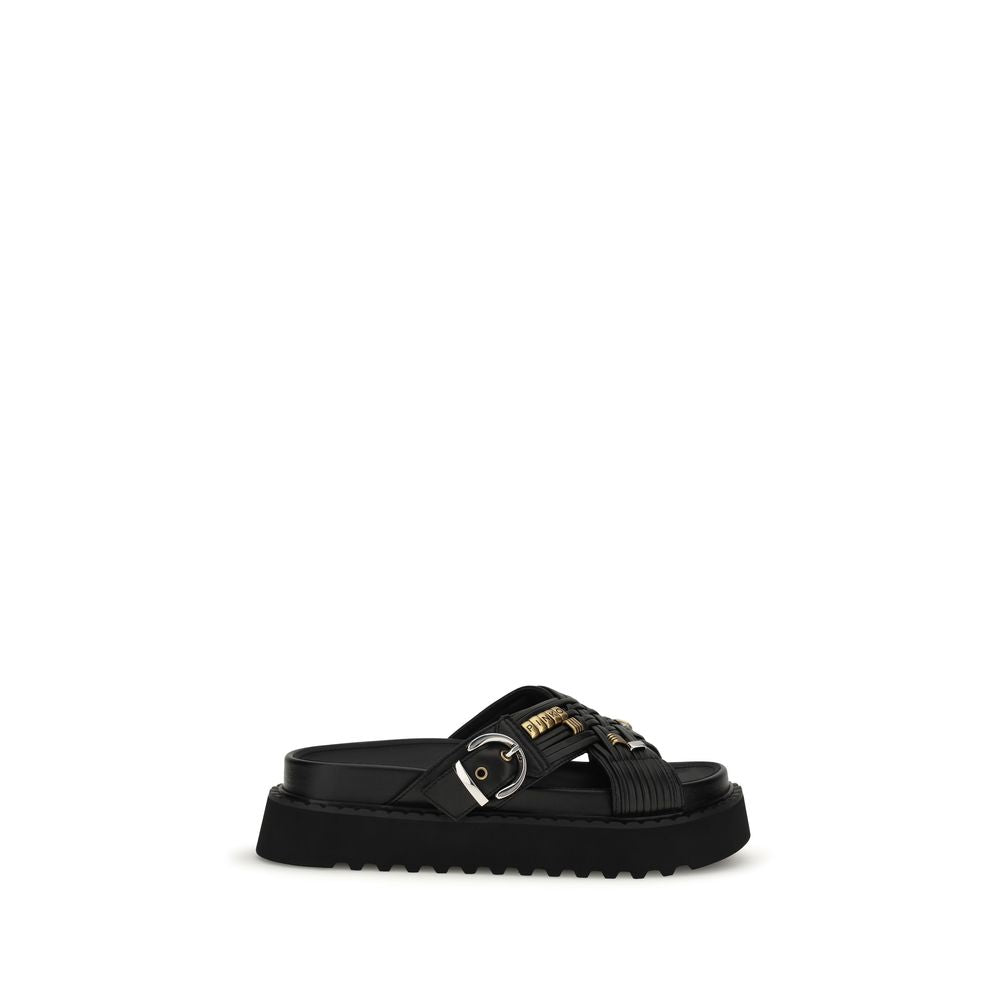PINKO Black Goatskin Platform Sandals LUNESCAPE