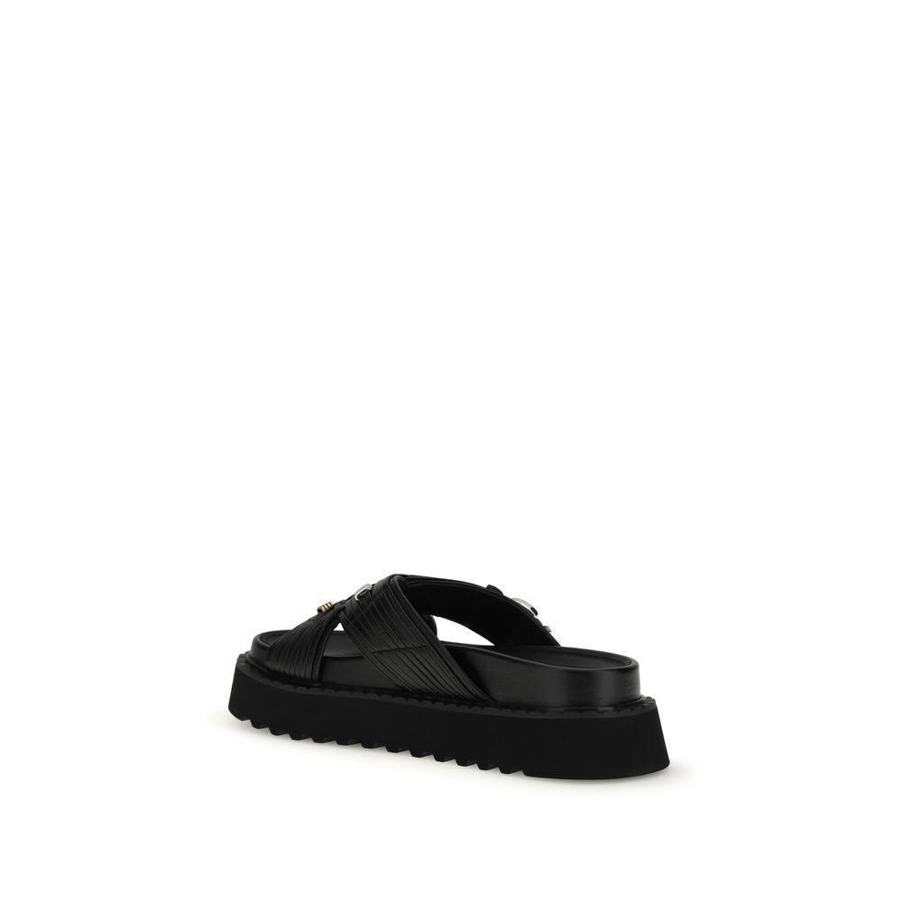 PINKO Black Goatskin Platform Sandals LUNESCAPE