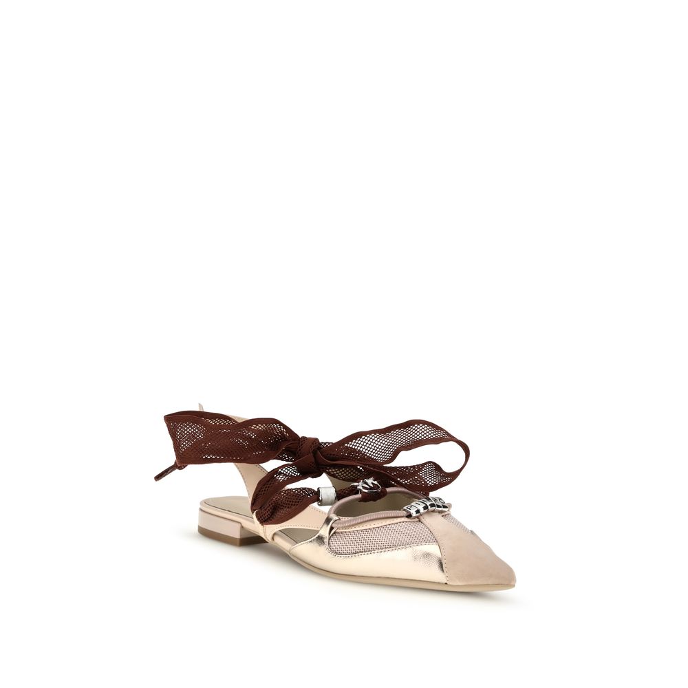 PINKO Multicolor Calf Leather Bos Taurus Ballet Flats LUNESCAPE