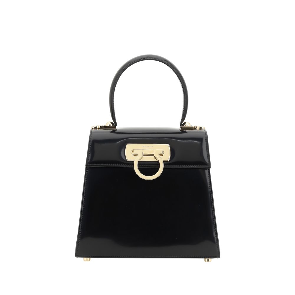 Ferragamo Black Calf Leather Bos Taurus Handbag LUNESCAPE