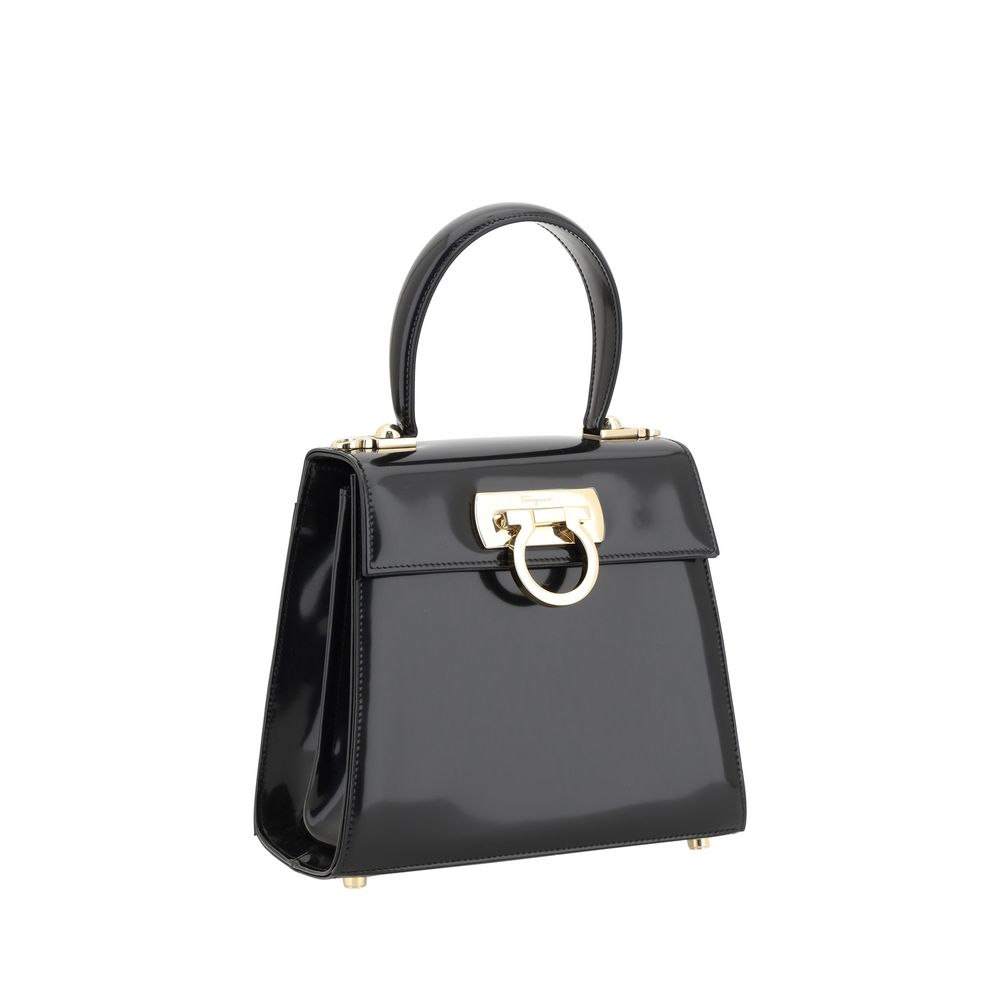 Ferragamo Black Calf Leather Bos Taurus Handbag LUNESCAPE