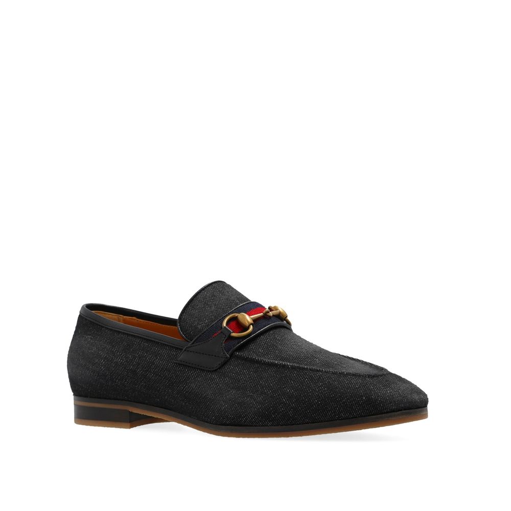 Gucci Black Fabric Slip-On Loafers LUNESCAPE