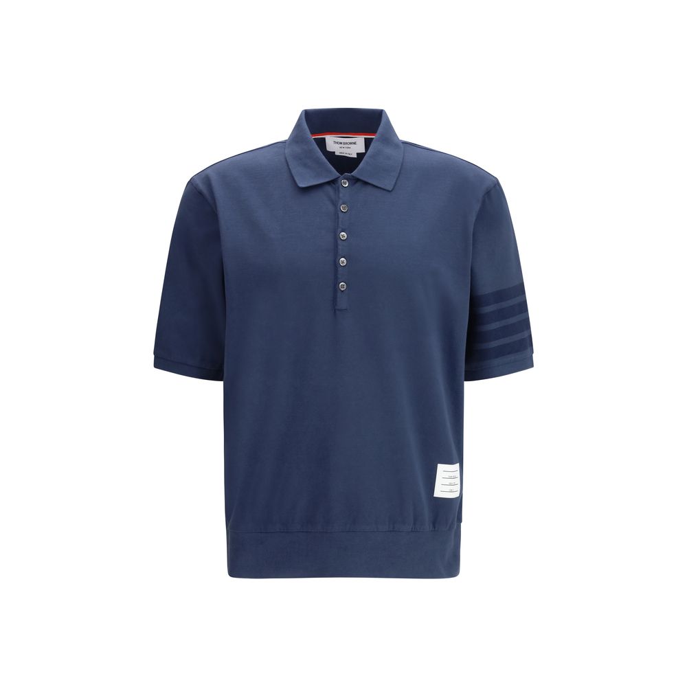 Thom Browne Blue Cotton Polo Shirt