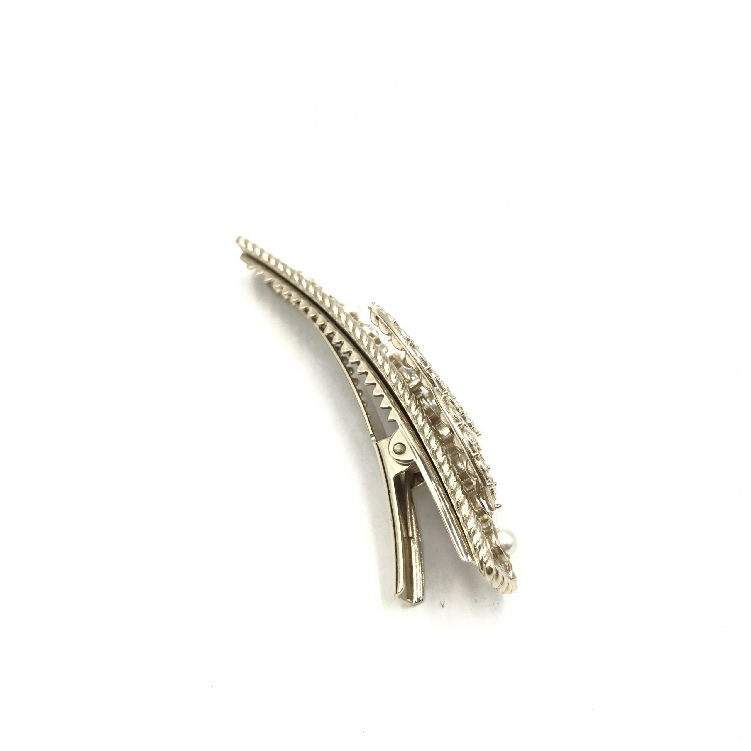 Chanel Crystal Pearl CC Hair Clip
