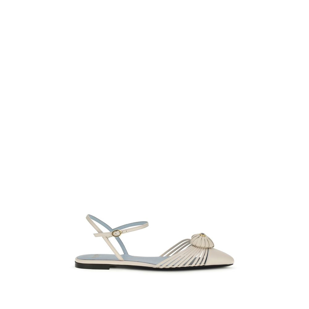 Valentino Garavani Beige Goatskin Flat Sandals LUNESCAPE