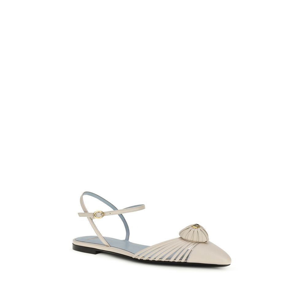 Valentino Garavani Beige Goatskin Flat Sandals LUNESCAPE