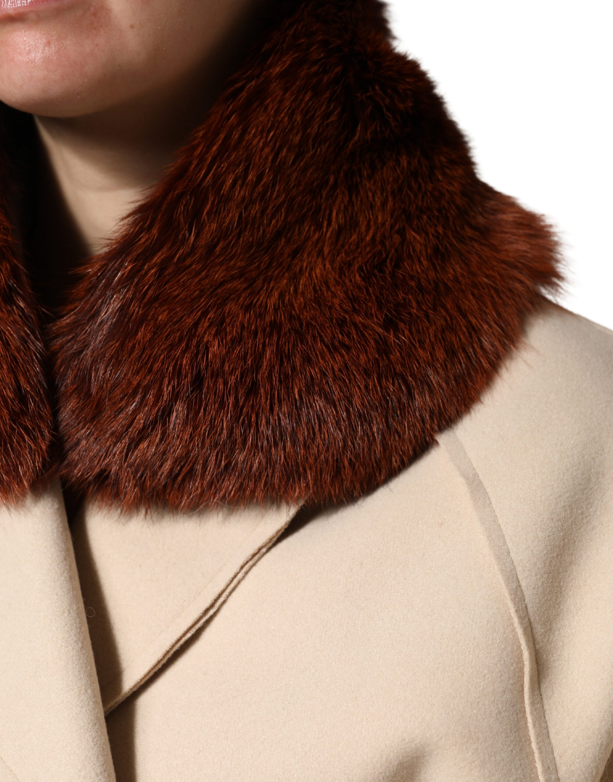 Dolce & Gabbana Brown Mink Fur Collar Women Neck Wrap 60cm x 14cm Scarf
