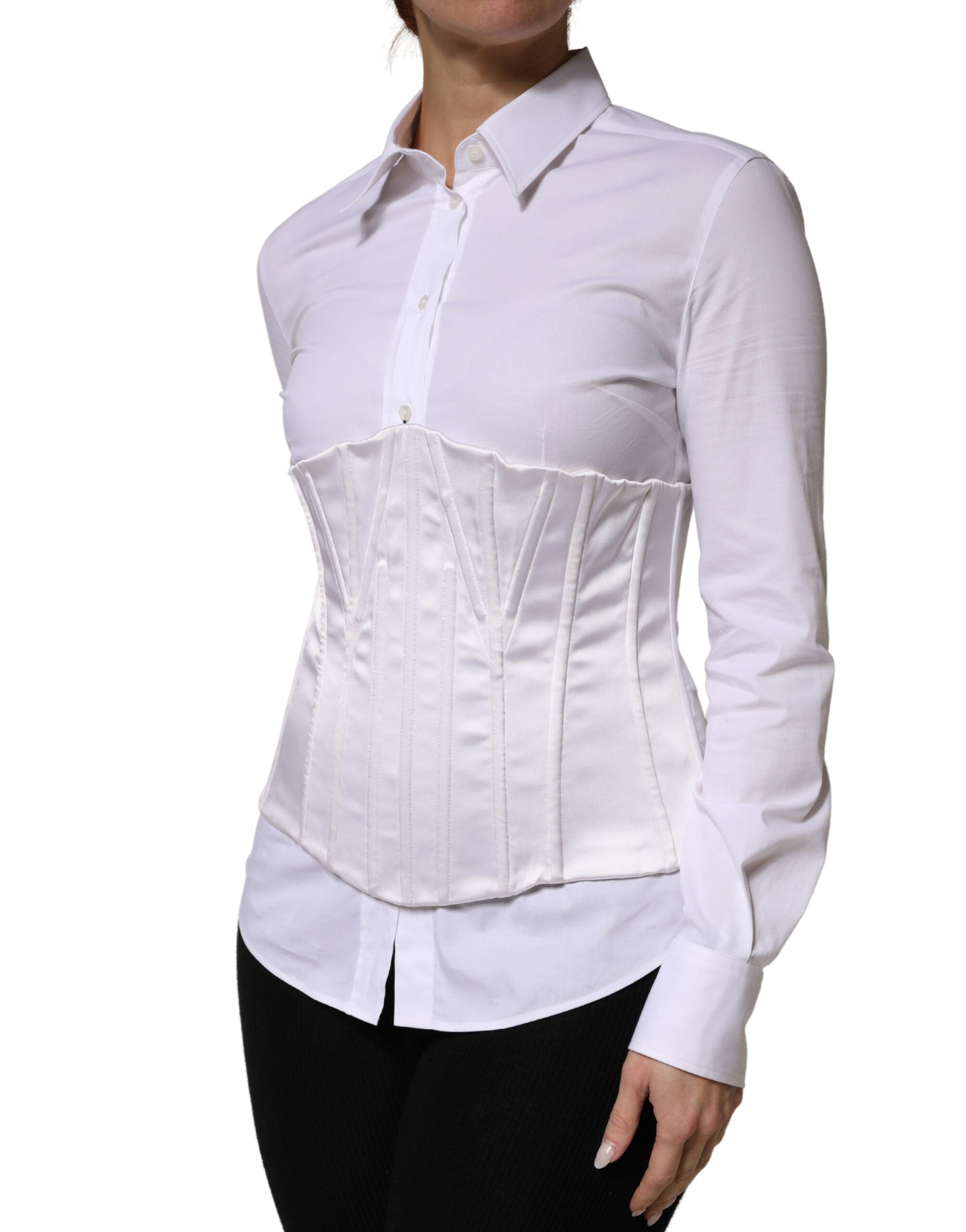 Dolce & Gabbana White Polyamide Waist Cincher Bustier Corset Top
