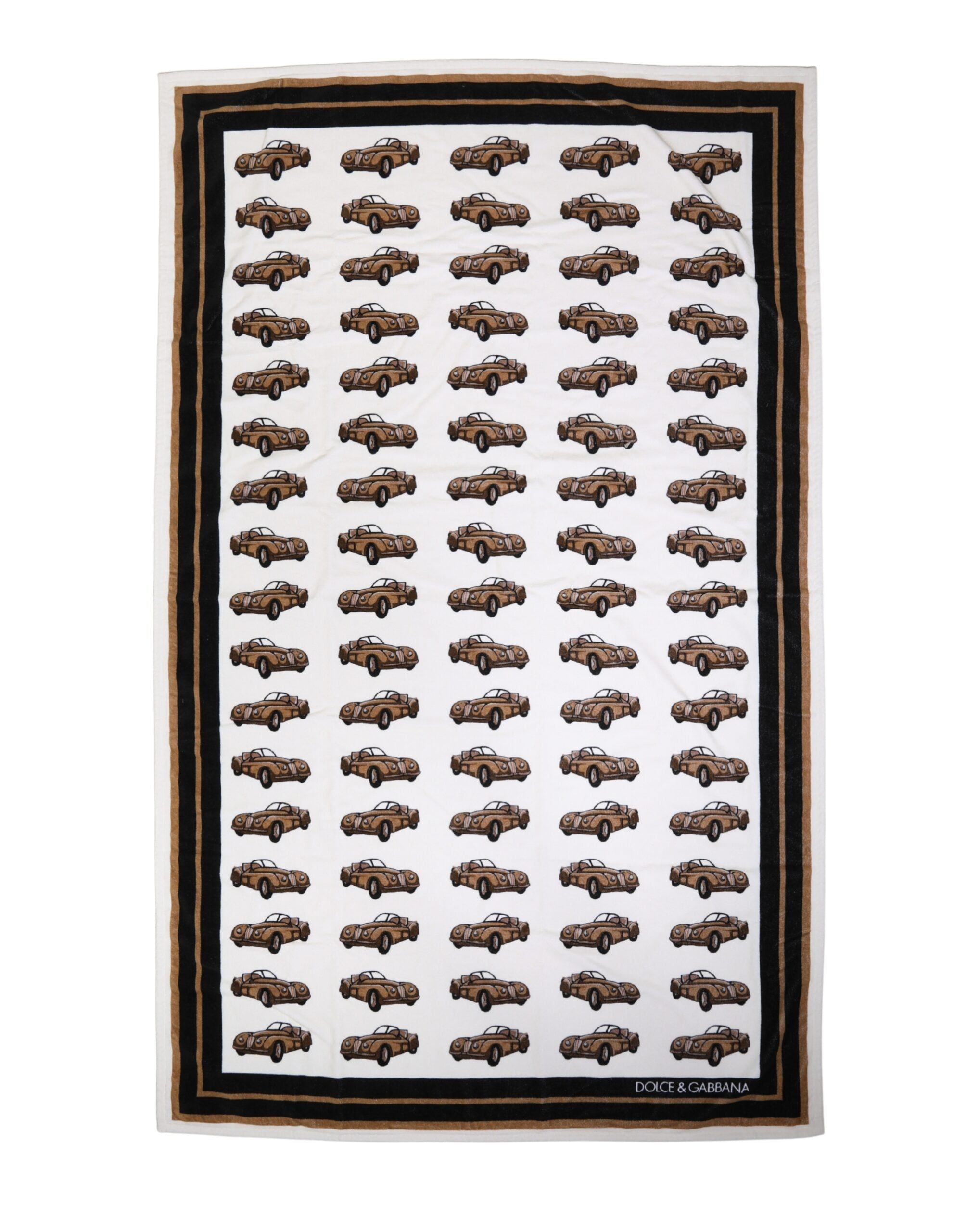 Dolce & Gabbana Towel White Car Pattern Beach Towel