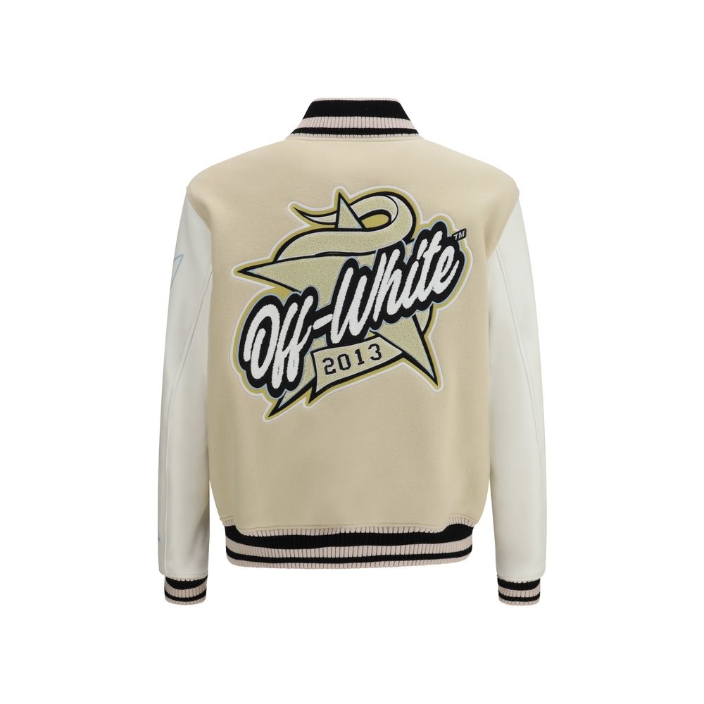 Off-White Beige Wool Oves Aries Bomber