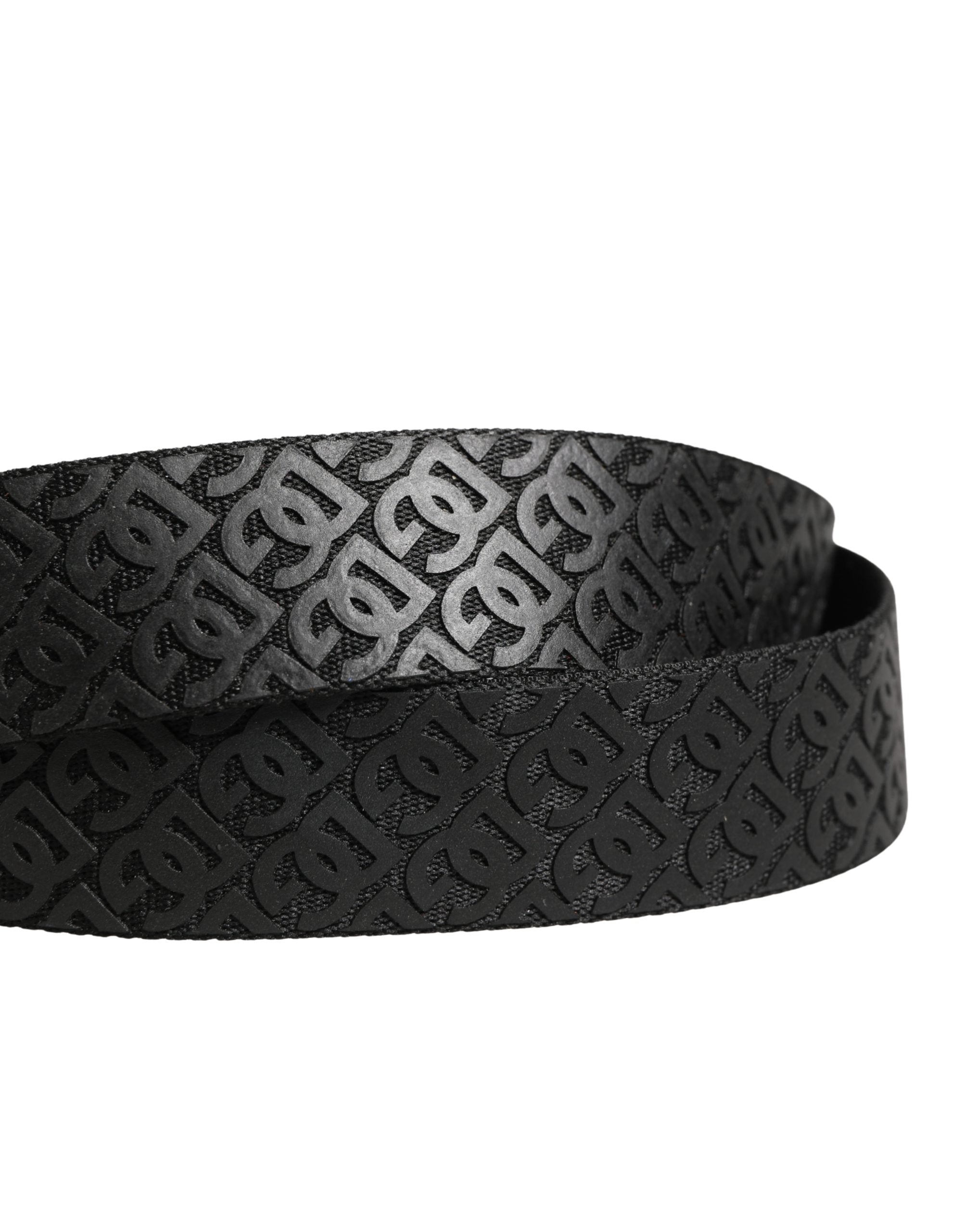 Dolce & Gabbana Men Black DG Logo Polyester Metal Buckle Belt