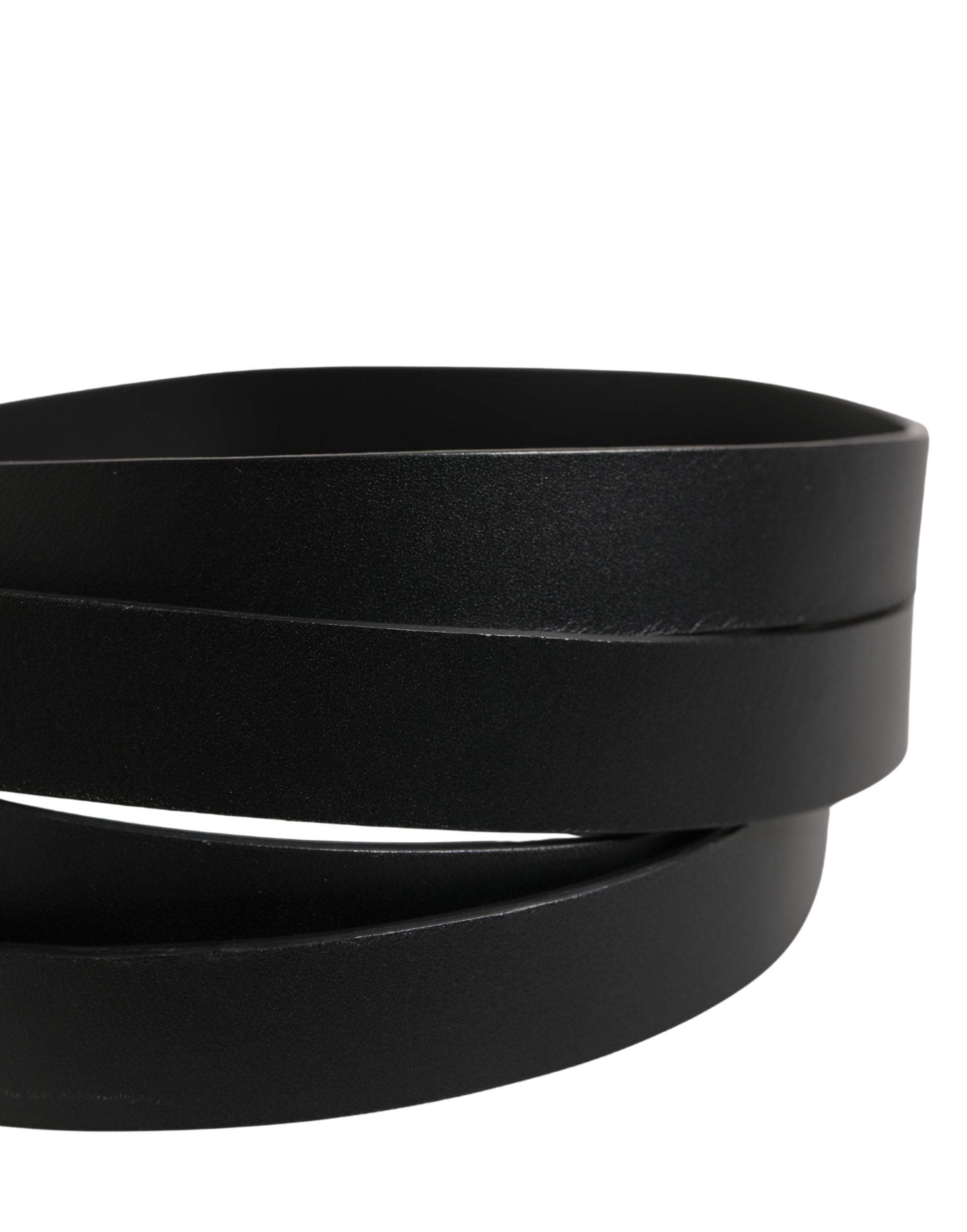 Dolce & Gabbana Black Double Strap Leather Silver Buckle Belt