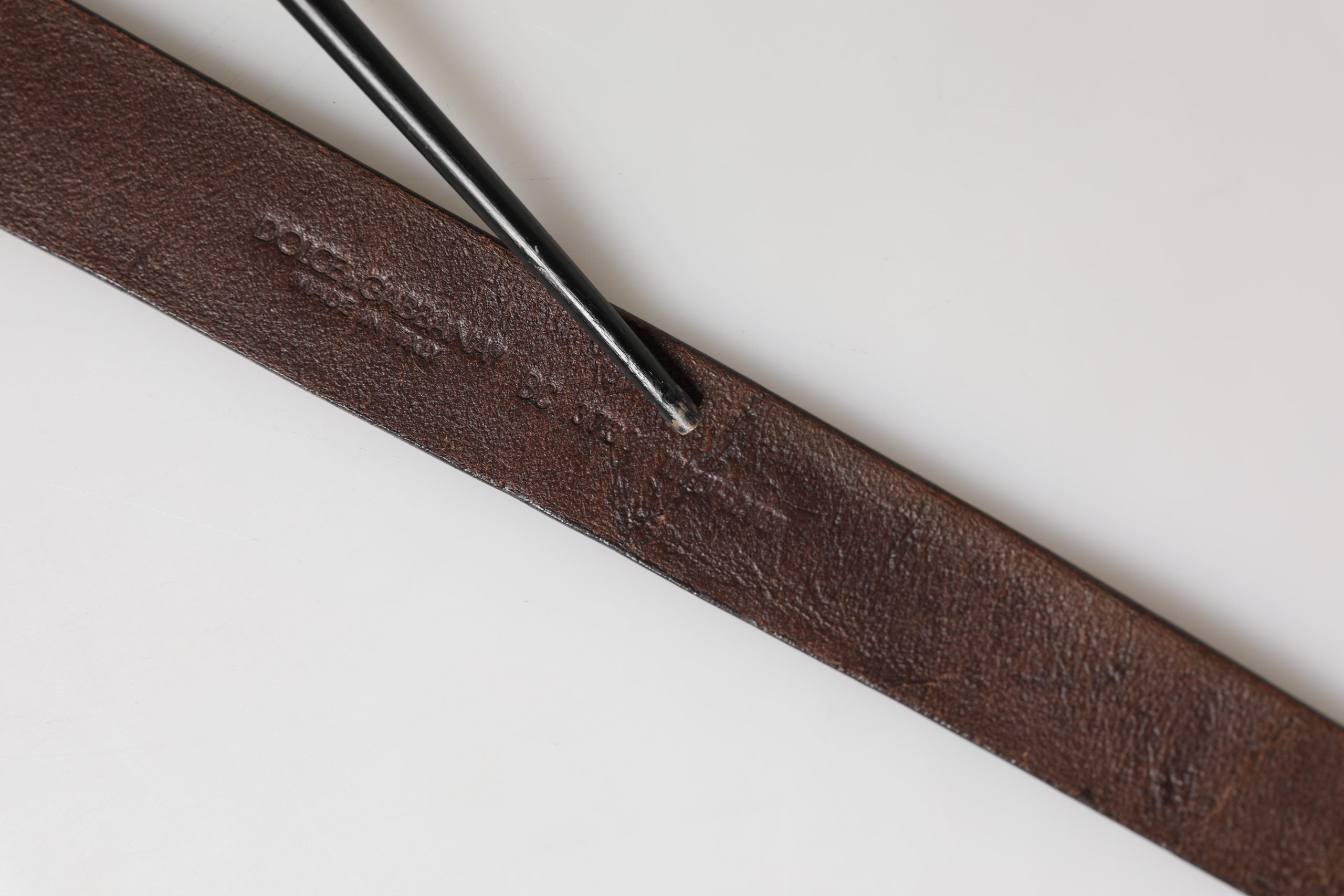 Dolce & Gabbana Men Brown Leather Logo Metal Buckle Belt