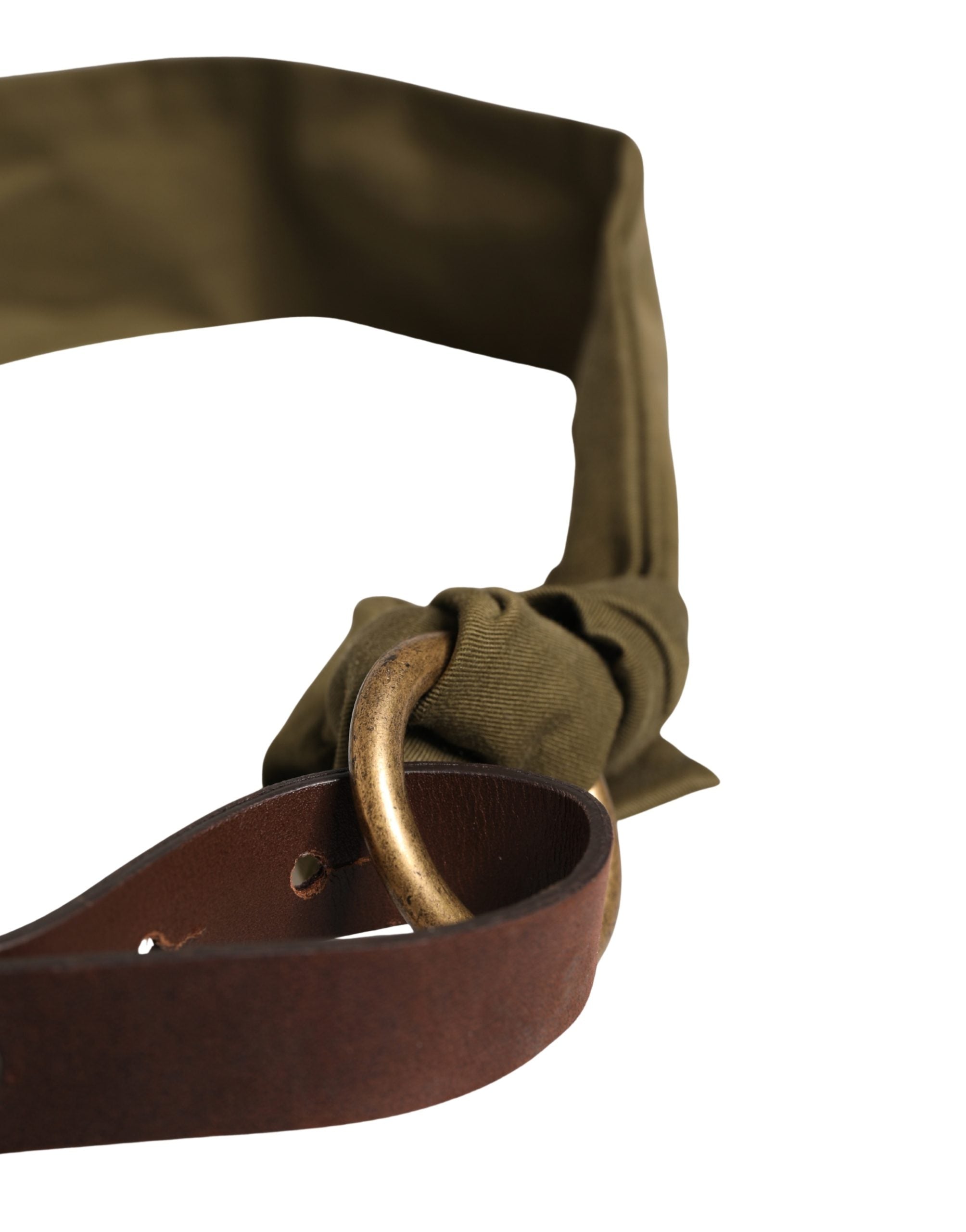 Ermanno Scervino Army Green Cotton Round Buckle Waist Belt