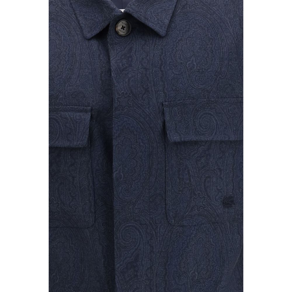 Etro Blue Wool Oves Aries Full-Length Jacket