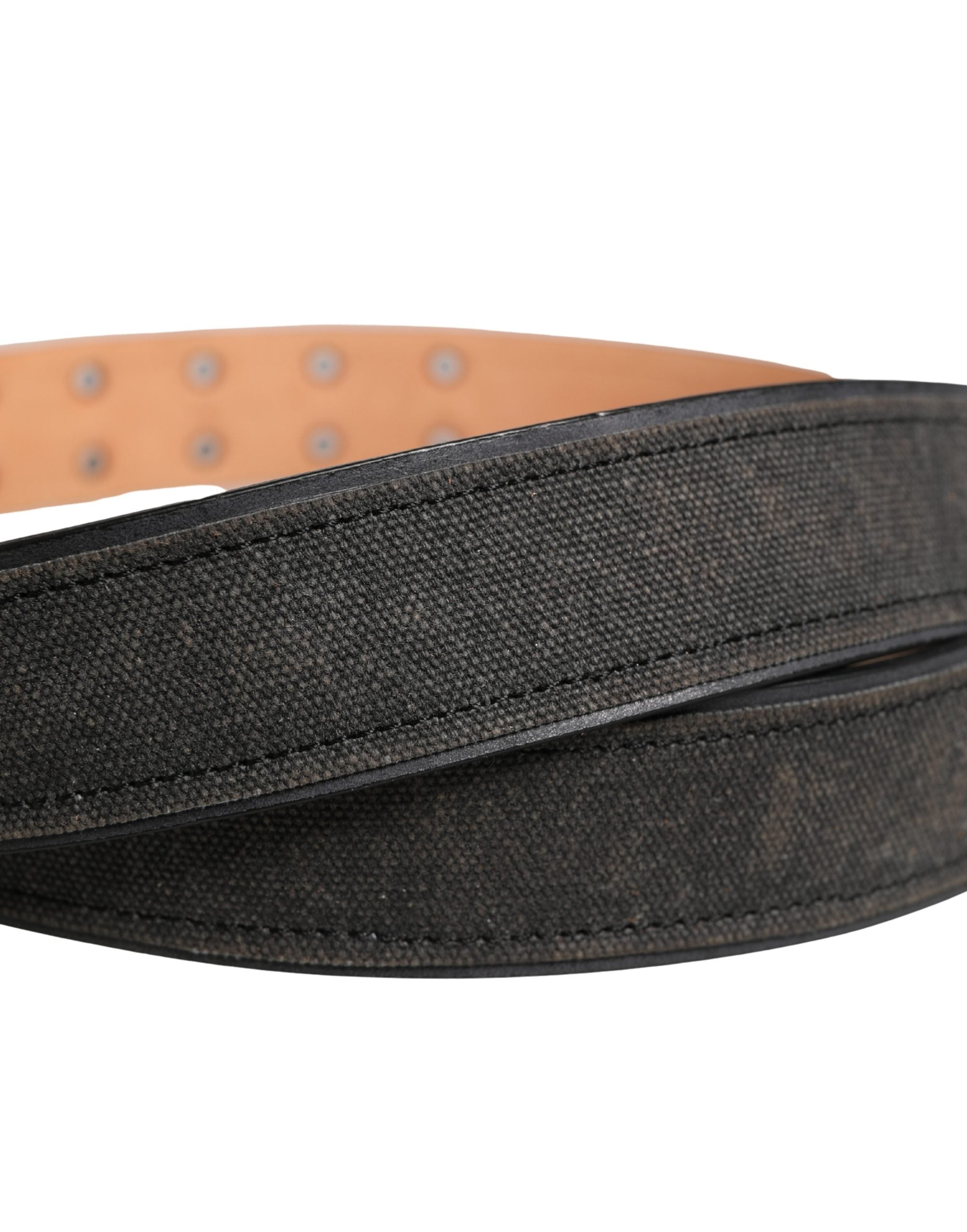 Ermanno Scervino Black Leather Cotton Logo Metal Buckle Belt