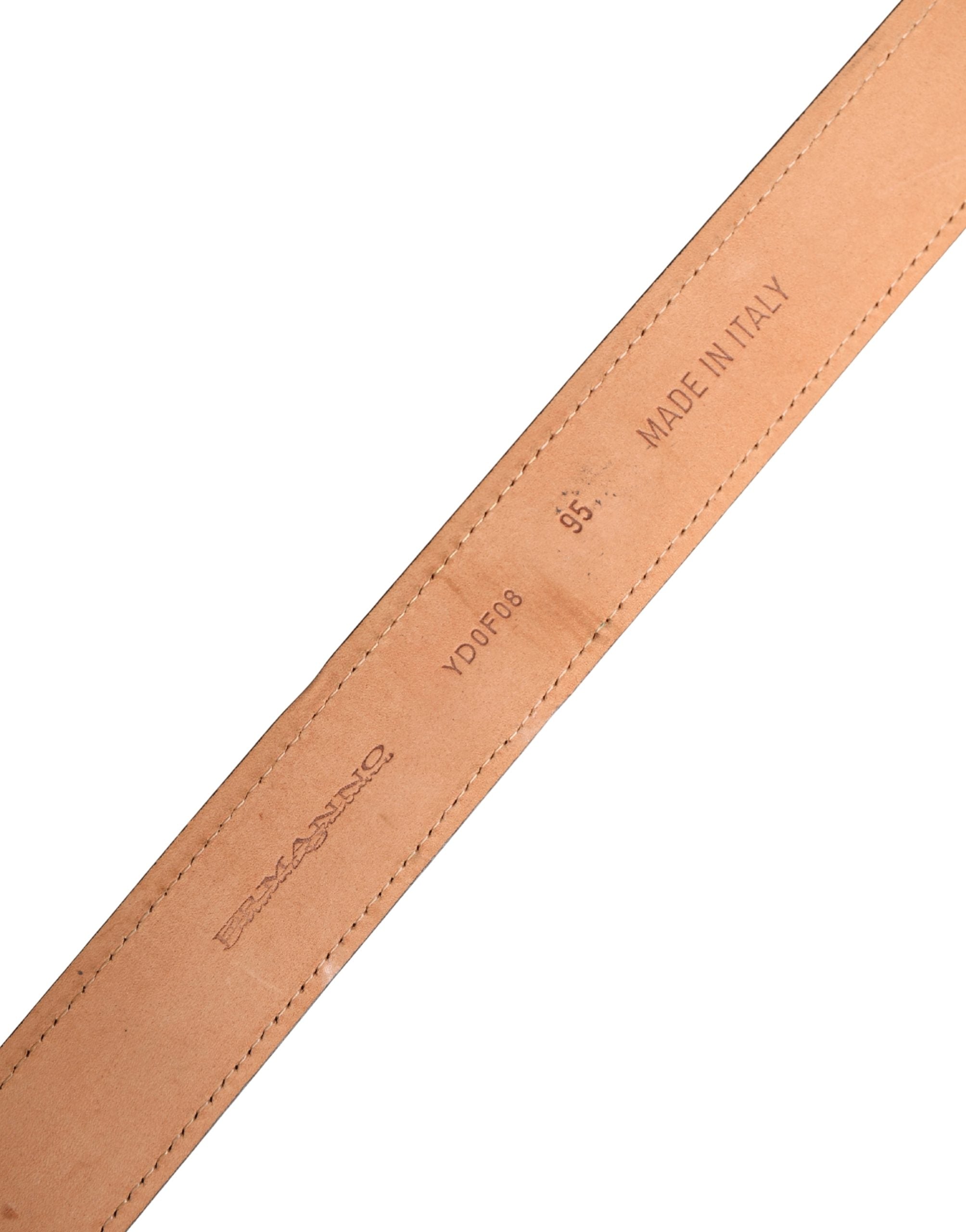 Ermanno Scervino Black Leather Cotton Logo Metal Buckle Belt