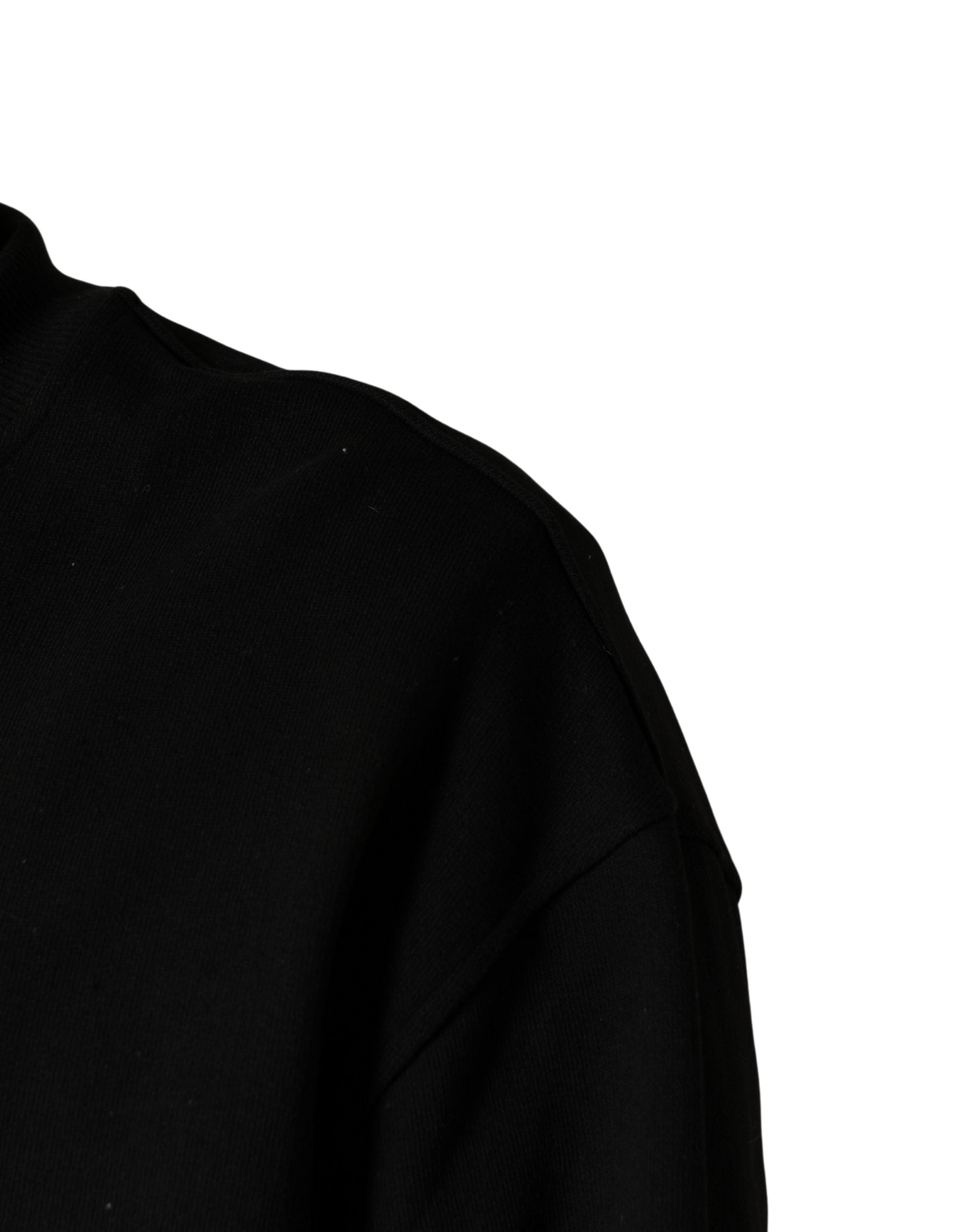 Dolce & Gabbana Black Cotton Crew Neck Sweatshirt Sweater