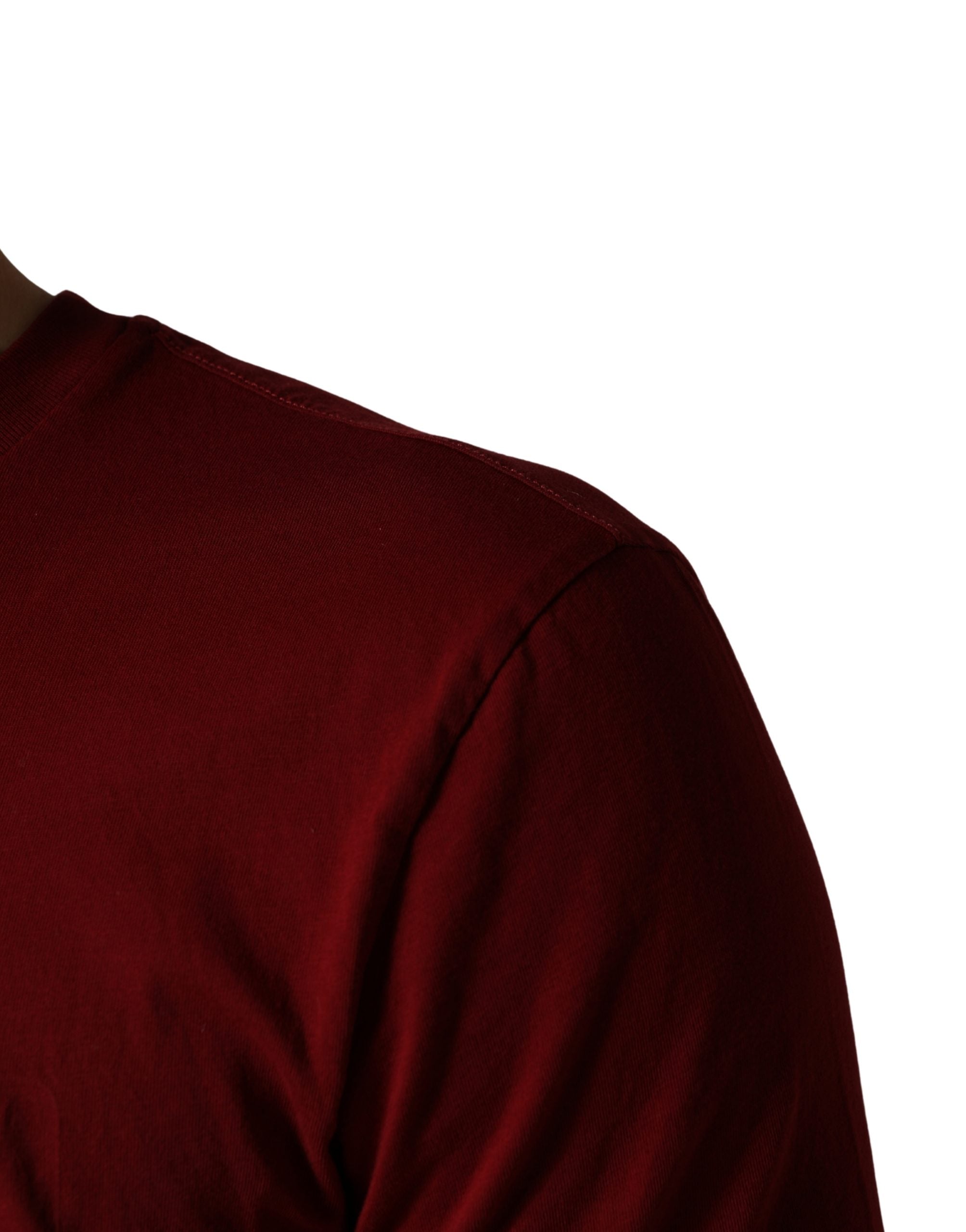 Dolce & Gabbana Maroon Cotton Crew Neck Short Sleeves T-shirt