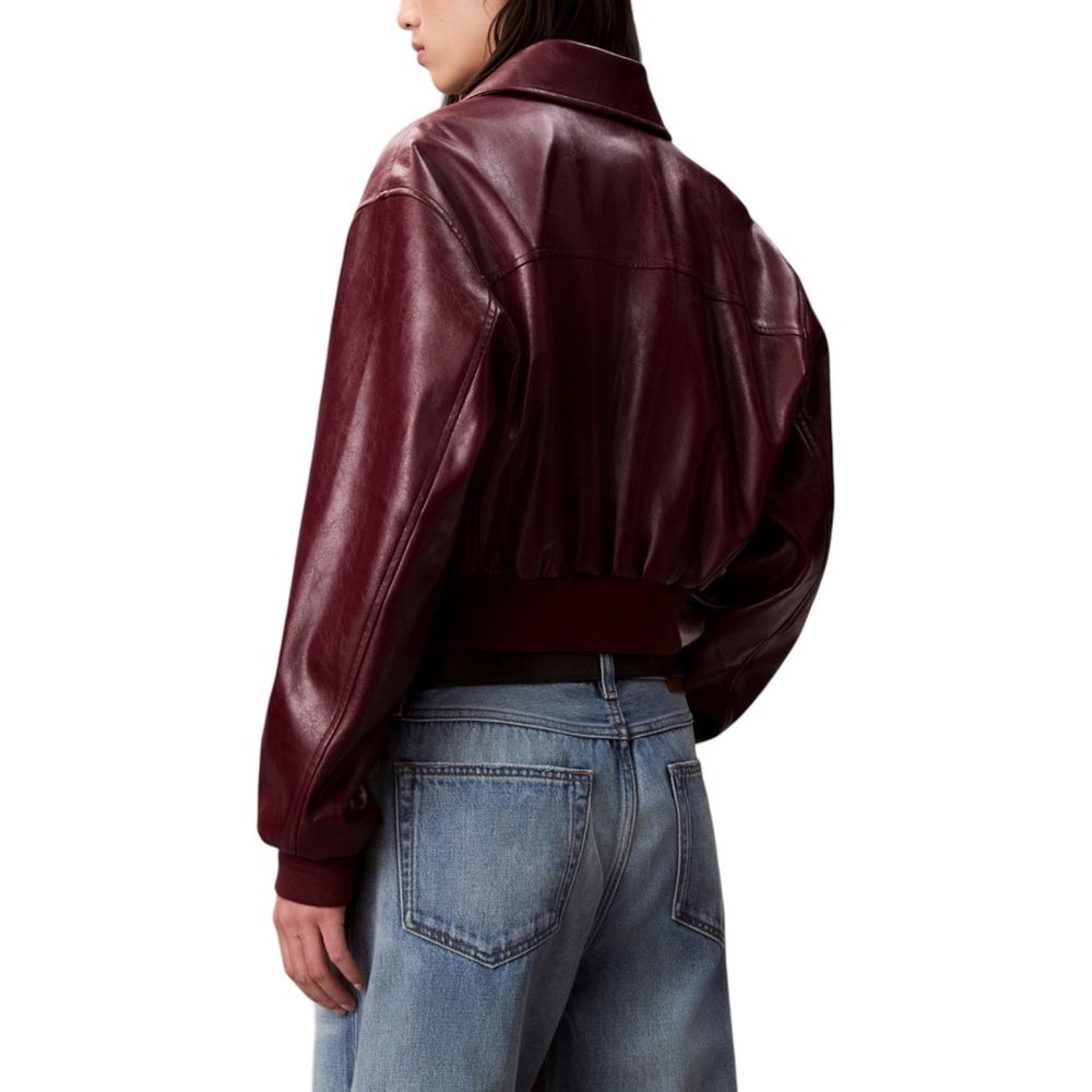 Calvin Klein Jeans Bordeaux Polyethylene Leather Jacket