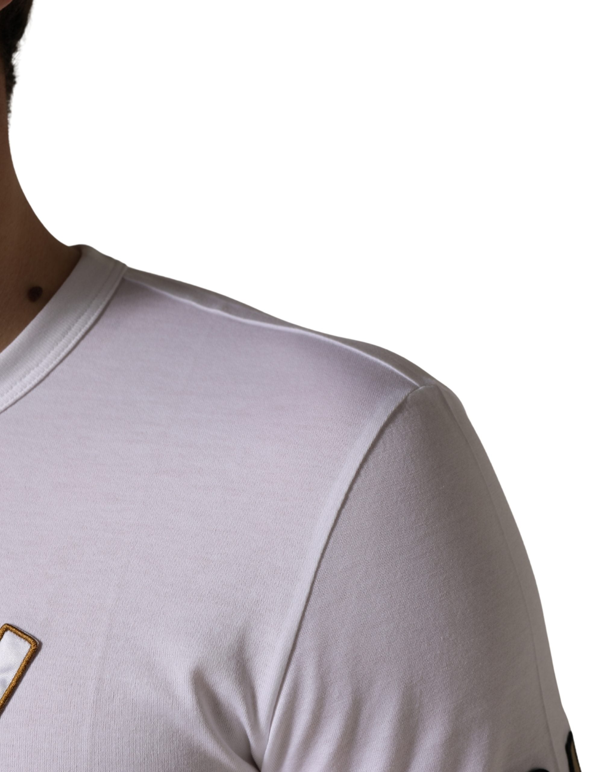 Dolce & Gabbana White DG King Royal Crew Neck Cotton T-shirt