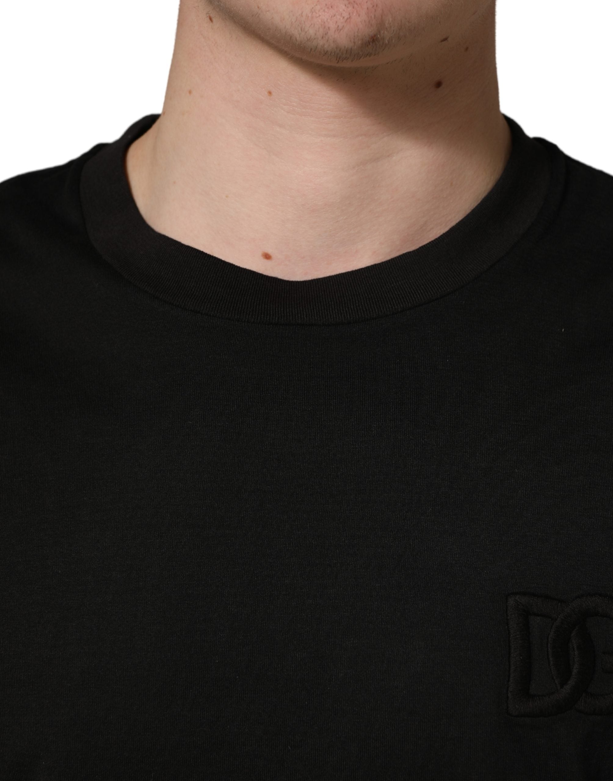 Dolce & Gabbana Black Cotton Short Sleeves Crew Neck T-shirt
