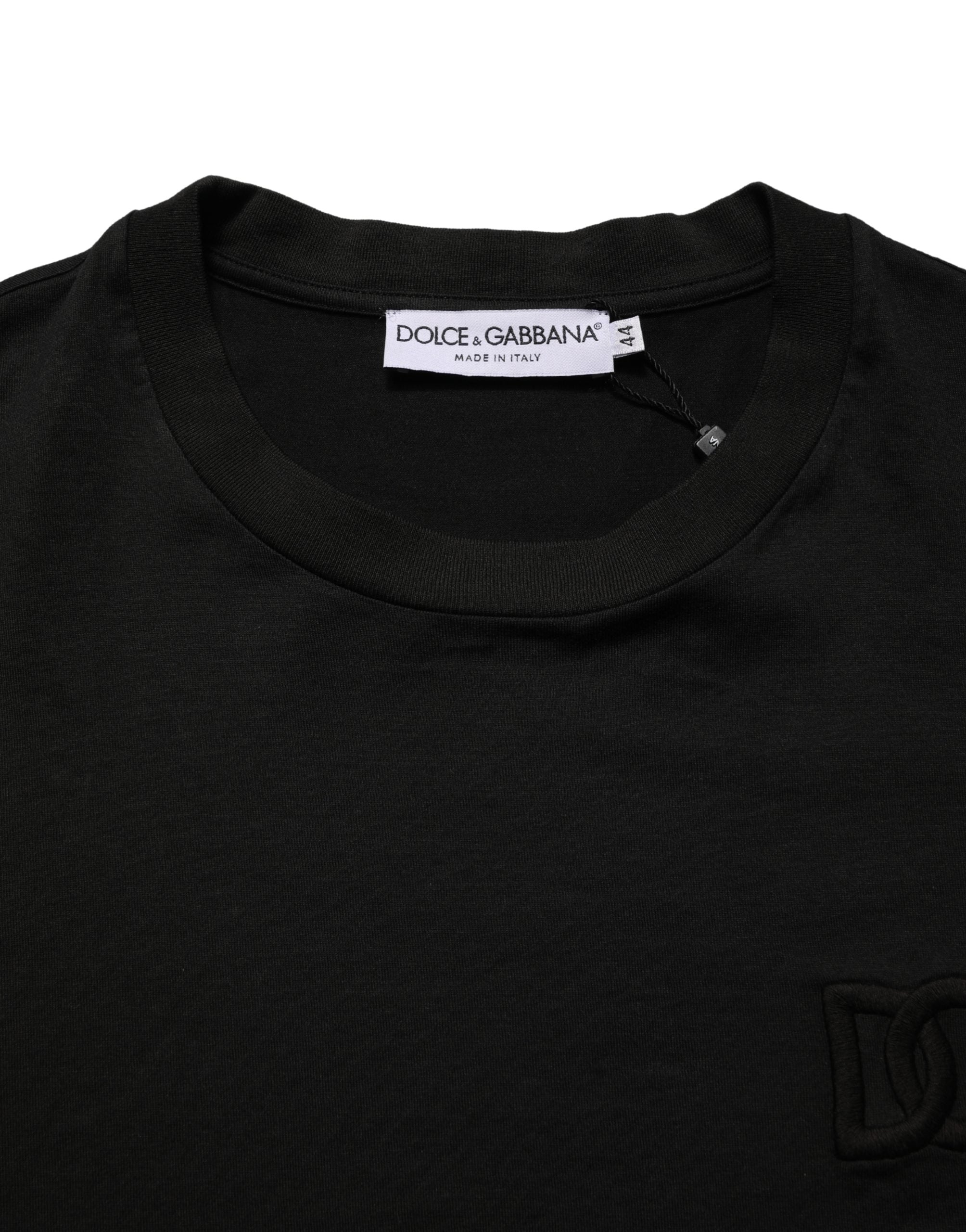 Dolce & Gabbana Black Cotton Short Sleeves Crew Neck T-shirt